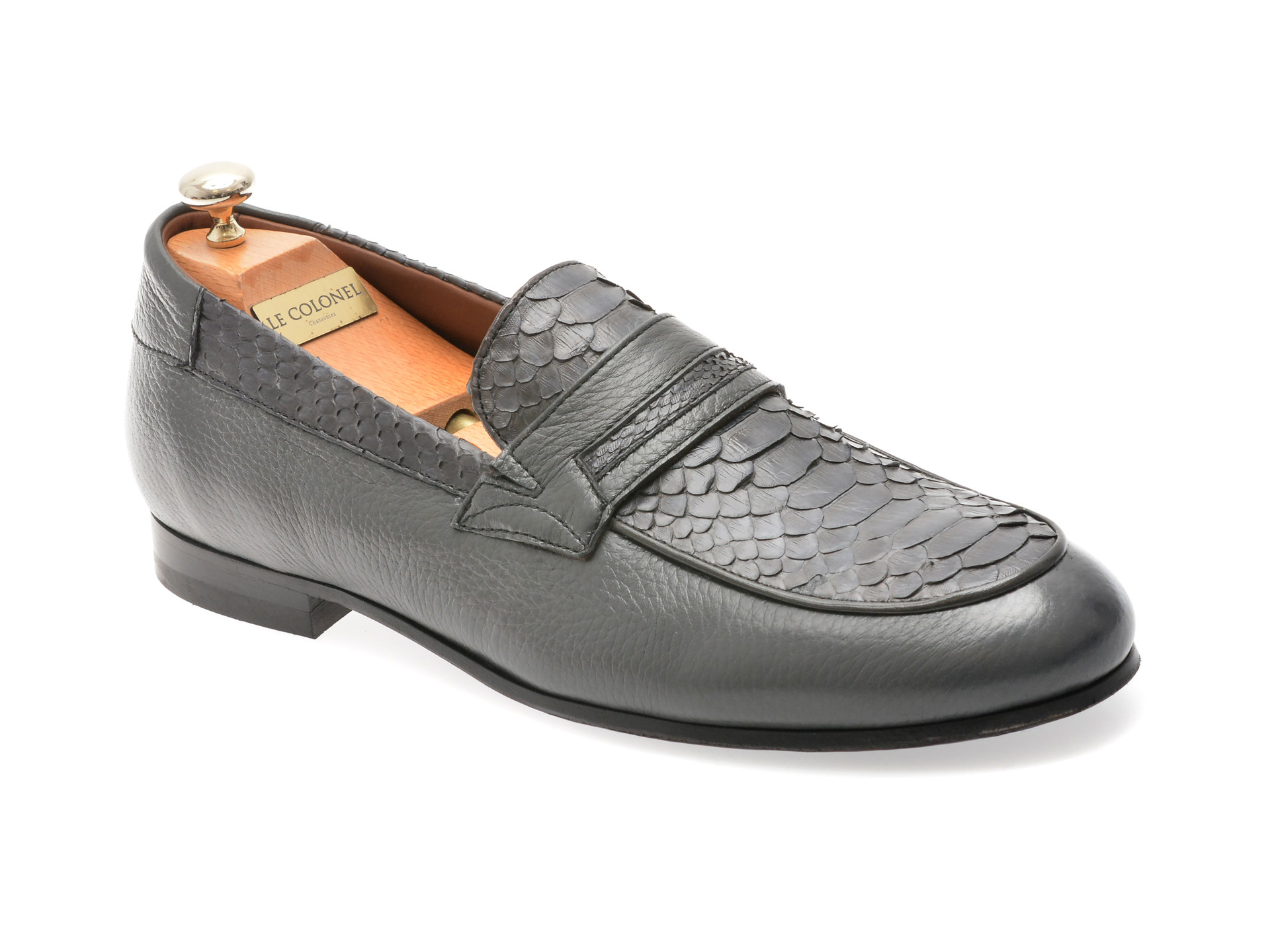 Mocasini eleganti LE COLONEL gri, 45860, din piele naturala