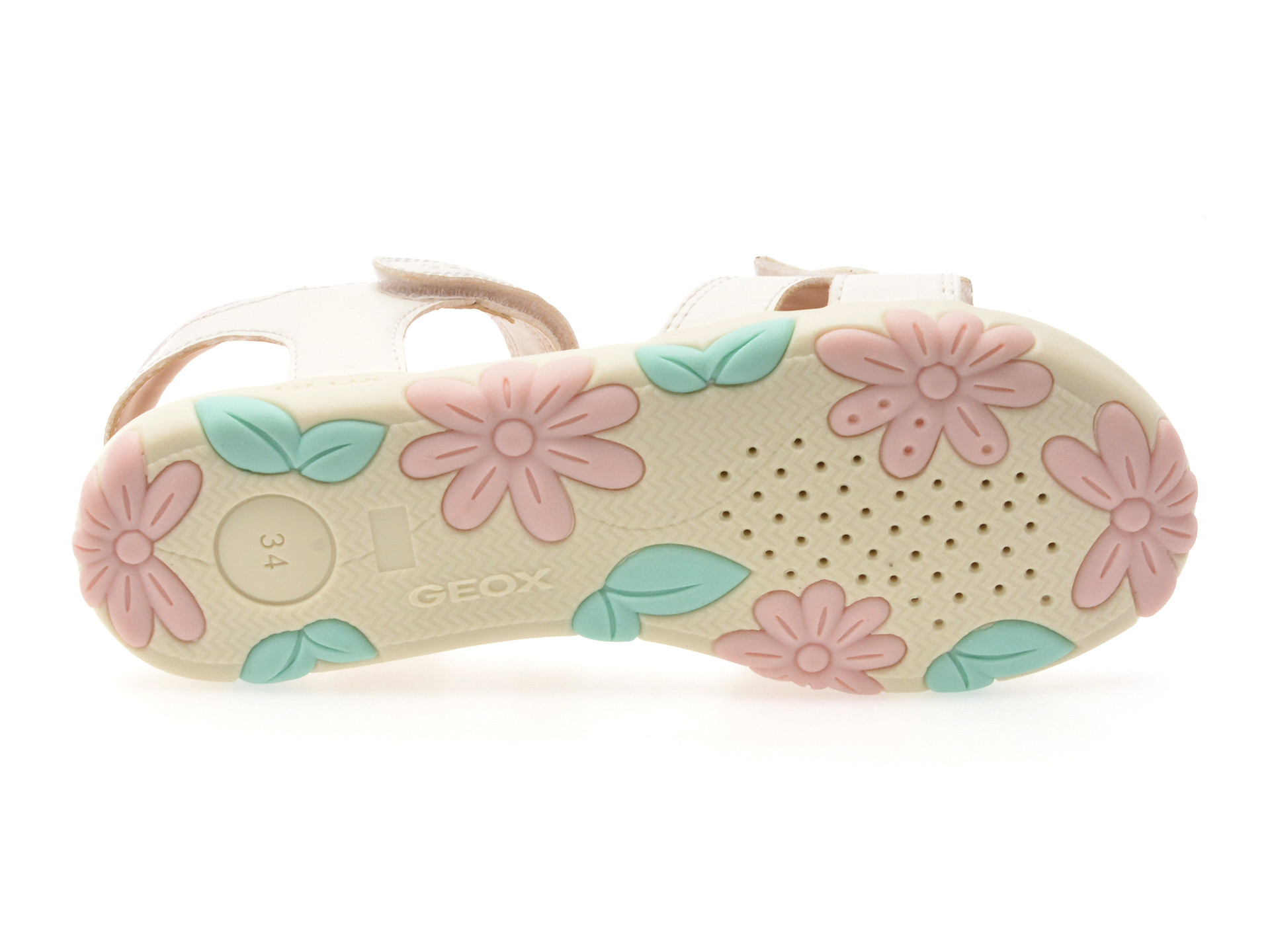 Sandale GEOX albe, J558ZB, din piele ecologica