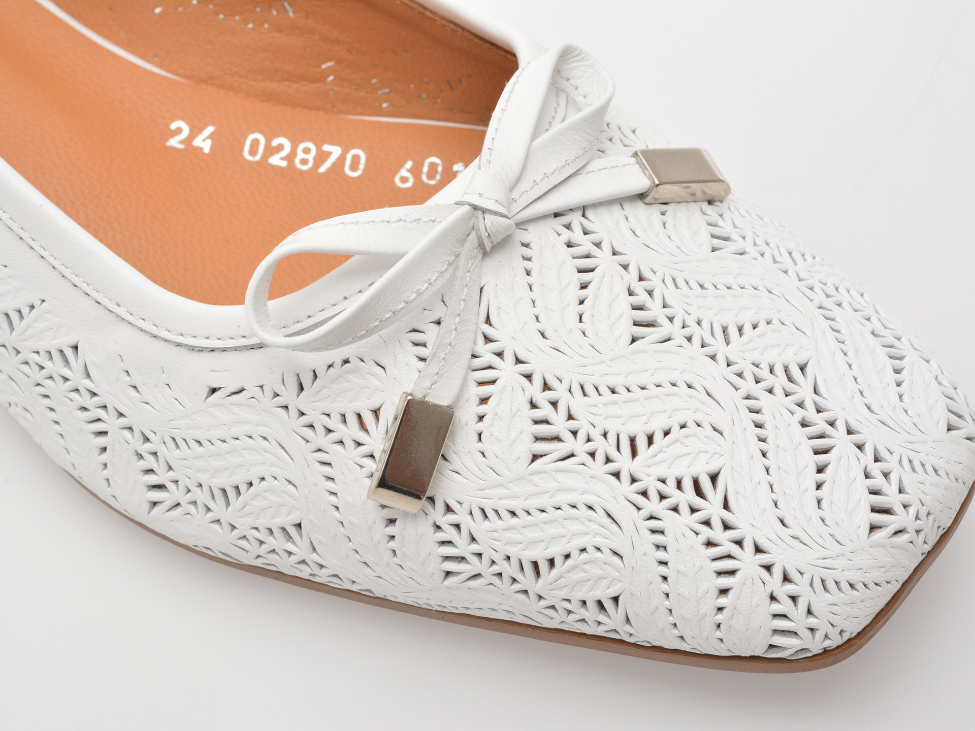 Balerini IMAGE albi, 2842870, din piele naturala