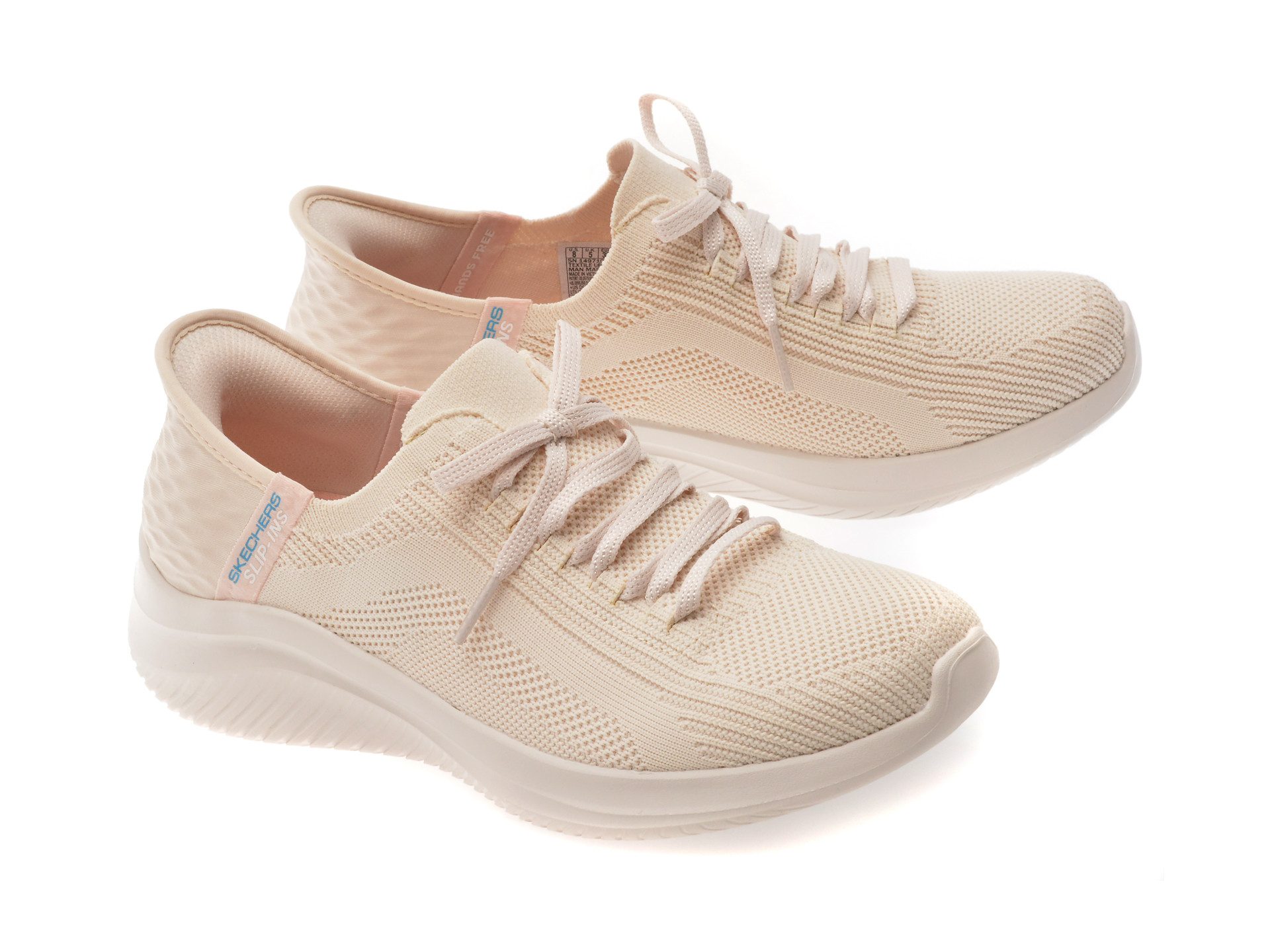 Pantofi sport SKECHERS nude, ULTRA FLEX 3.0, din material textil