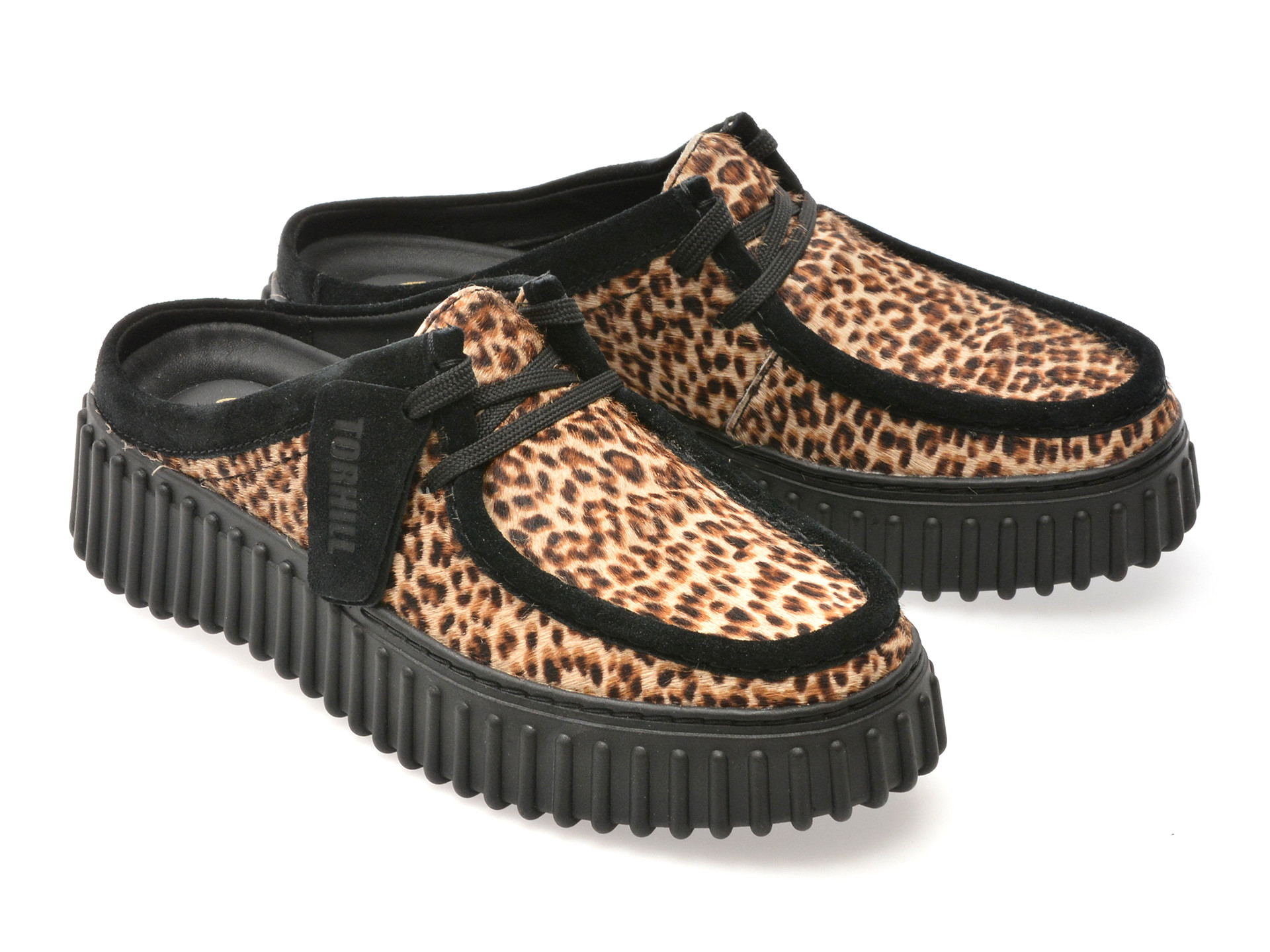 Papuci CLARKS maro, TORHILL MULE, din piele intoarsa