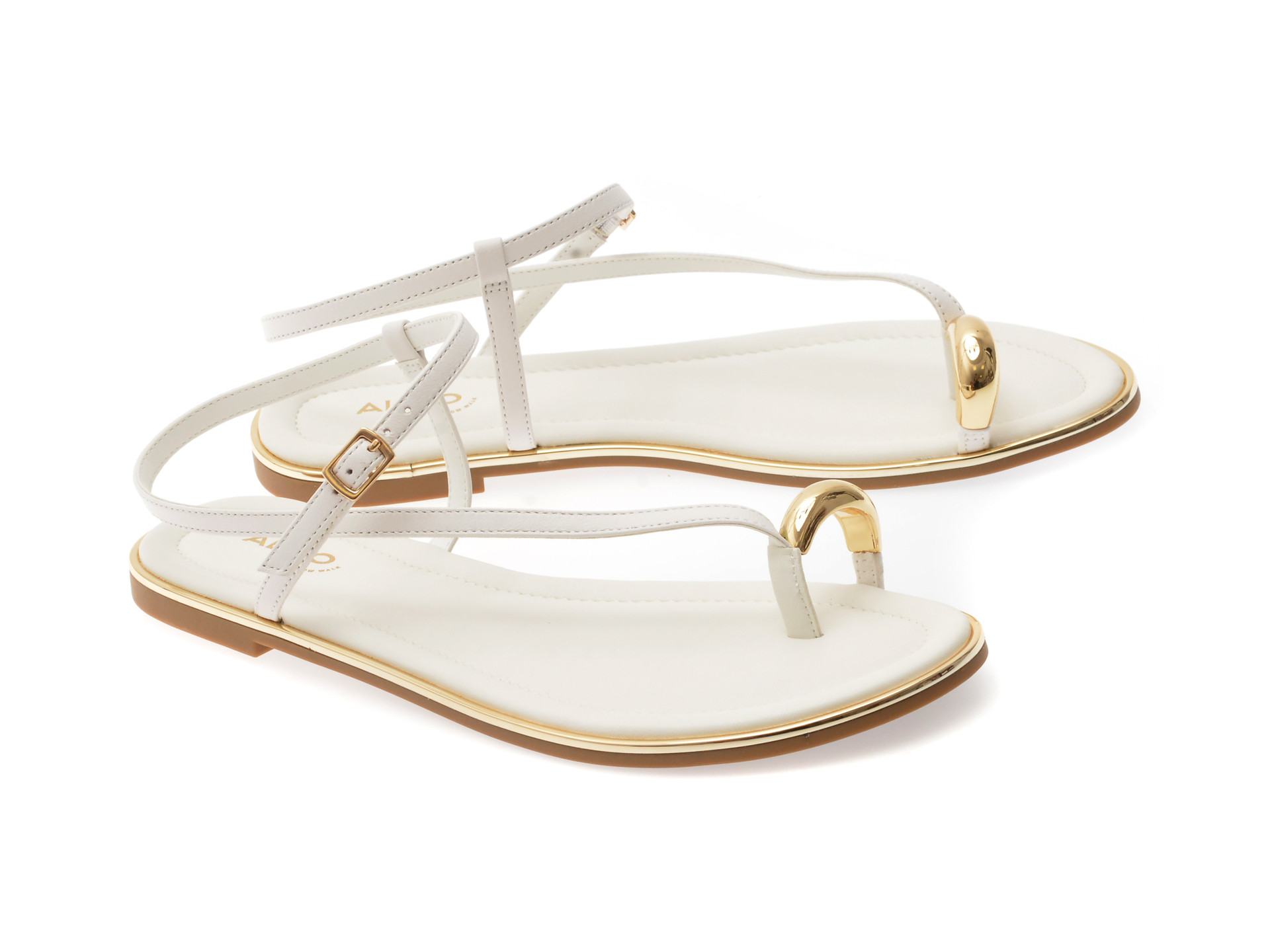 Sandale ALDO albe, JOMALI 100, din piele naturala