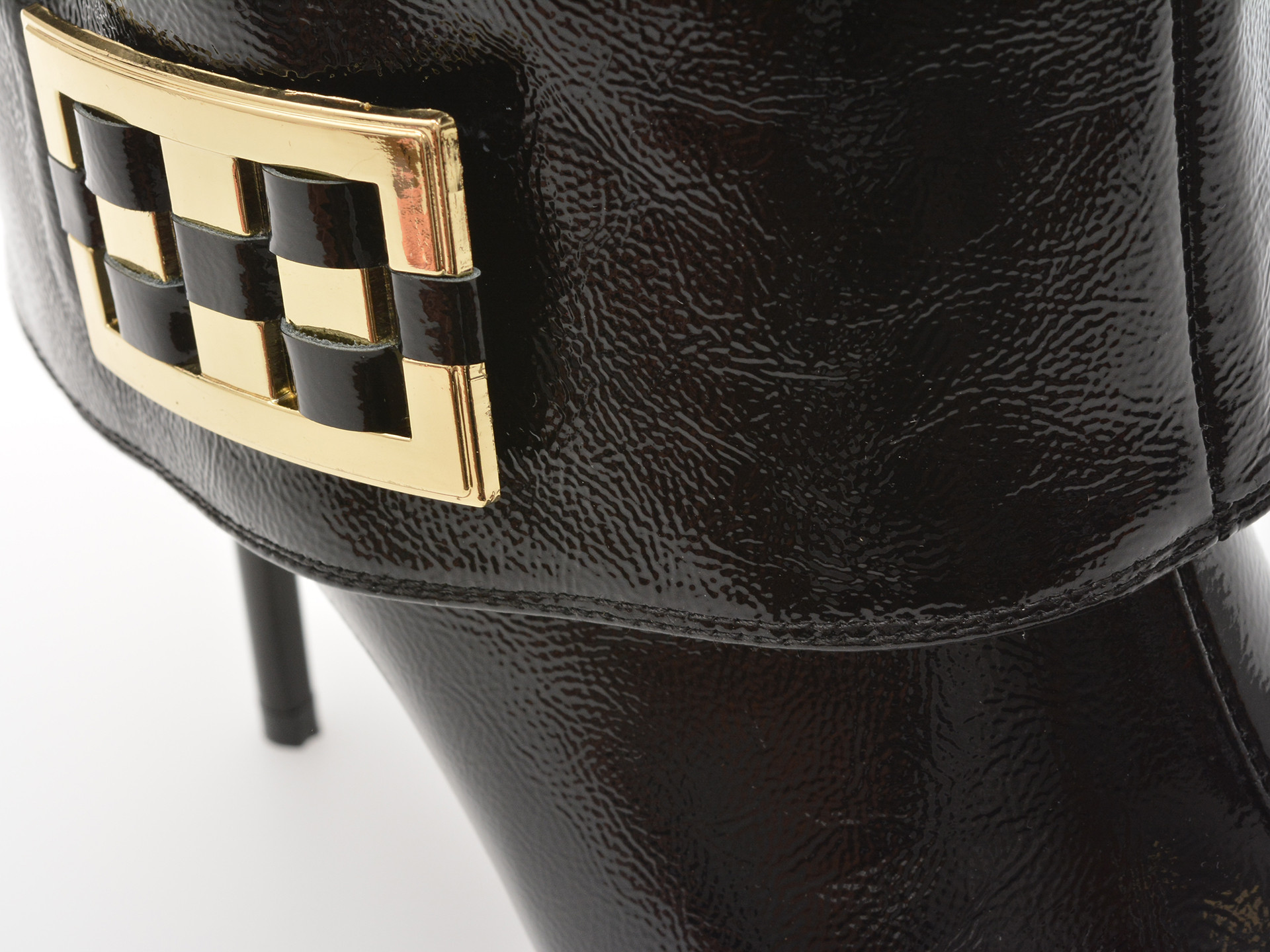 Botine elegante EPICA negre, HK44, din piele naturala lacuita