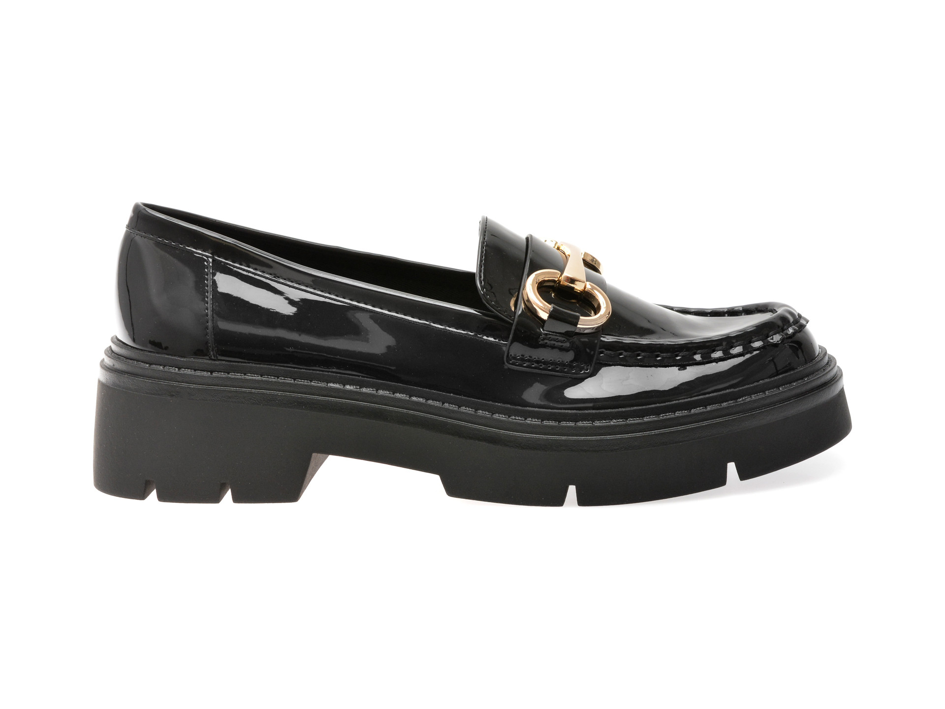 Mocasini ALDO negri, MISKA 001, din piele ecologica lacuita