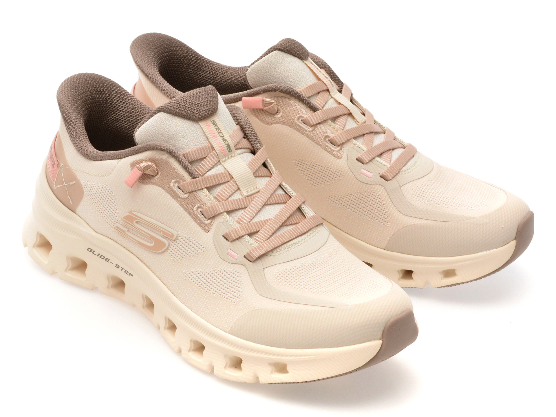 Pantofi sport SKECHERS nude, GLIDE-STEP PRO, din material textil