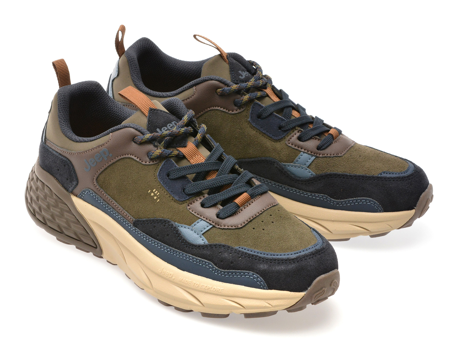 Pantofi sport JEEP maro, M52070A, din piele naturala