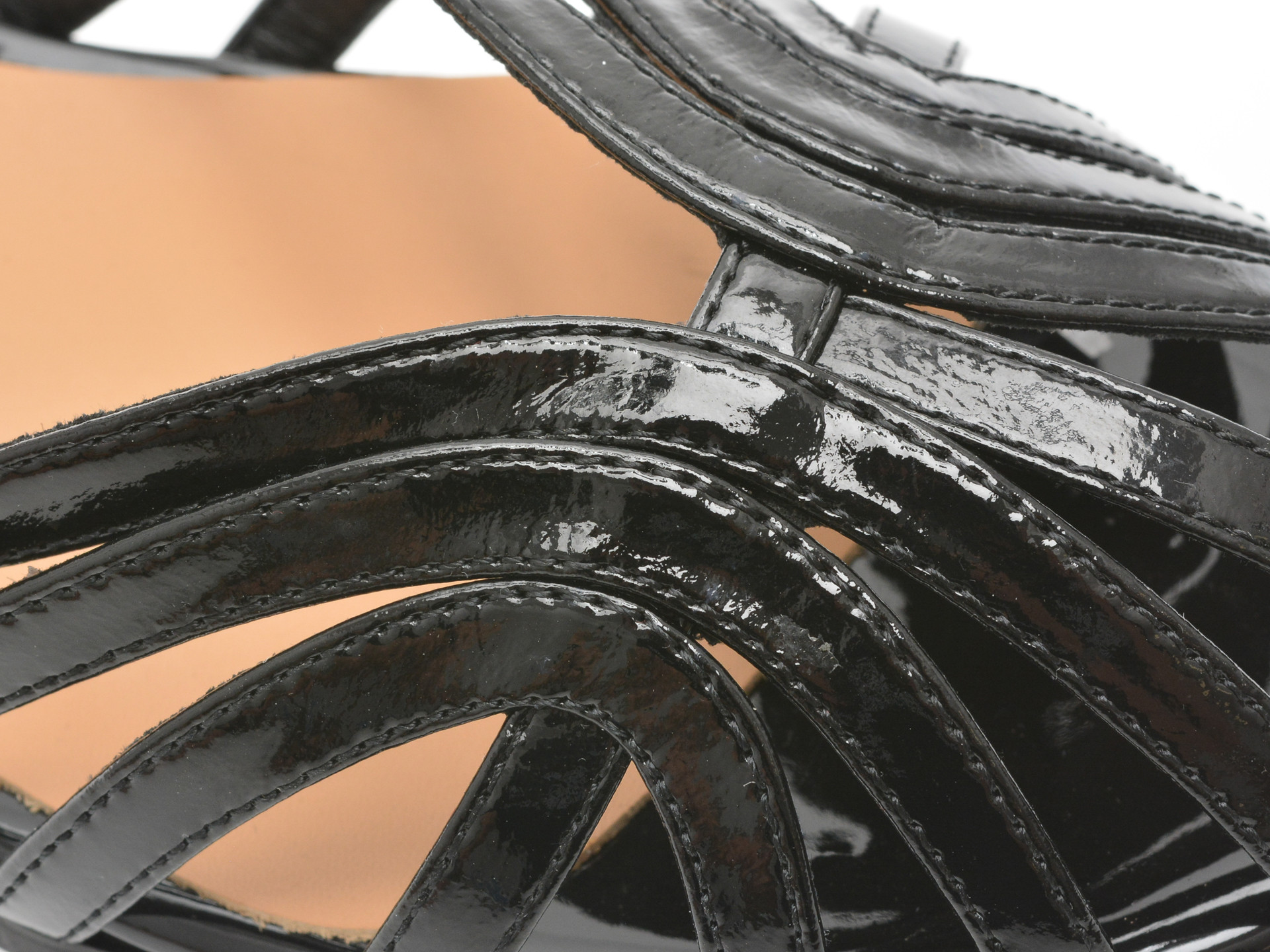 Sandale IMAGE negri, 1369G20, din piele naturala lacuita