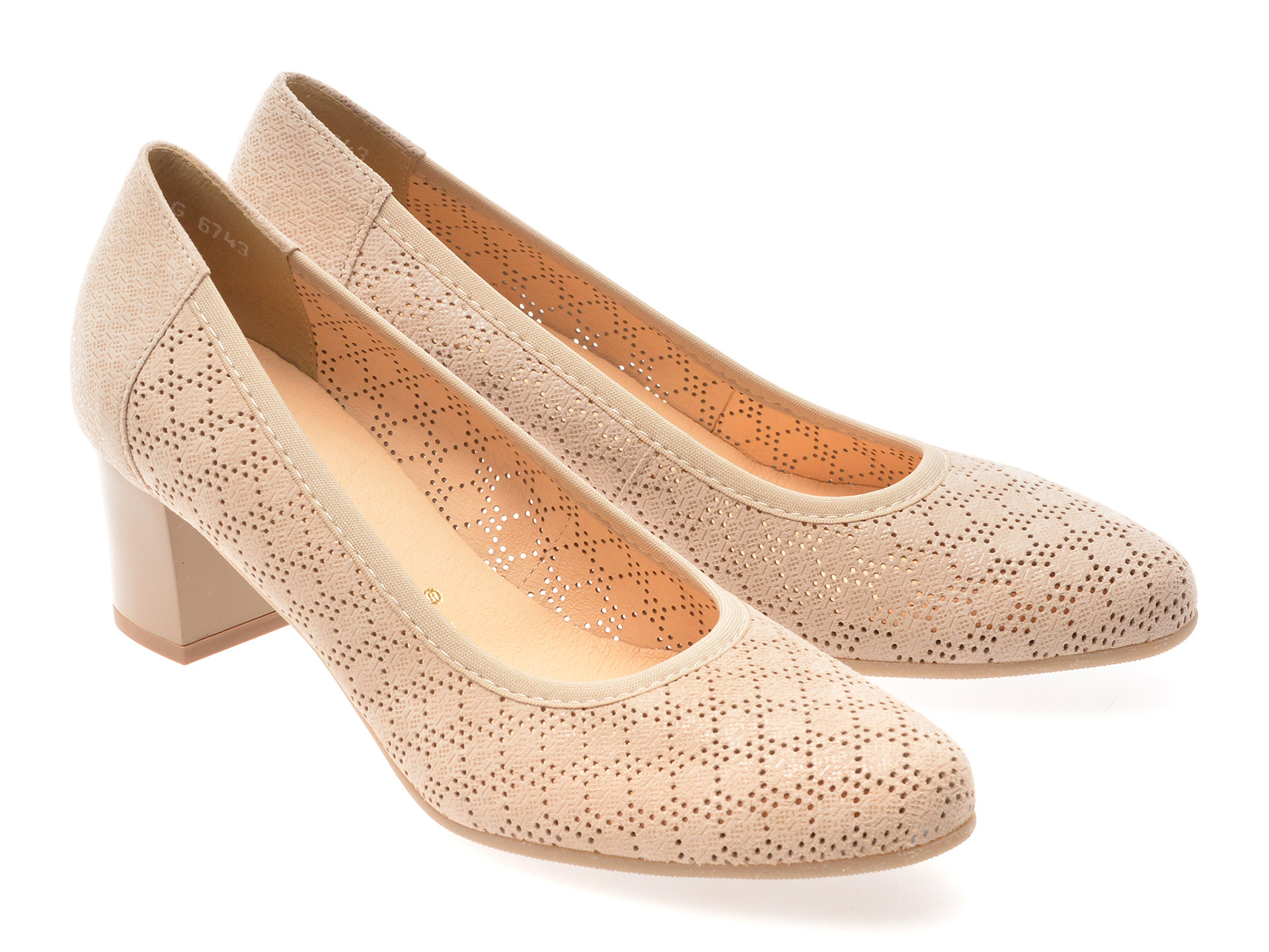 Pantofi IMAGE bej, 6743, din piele naturala