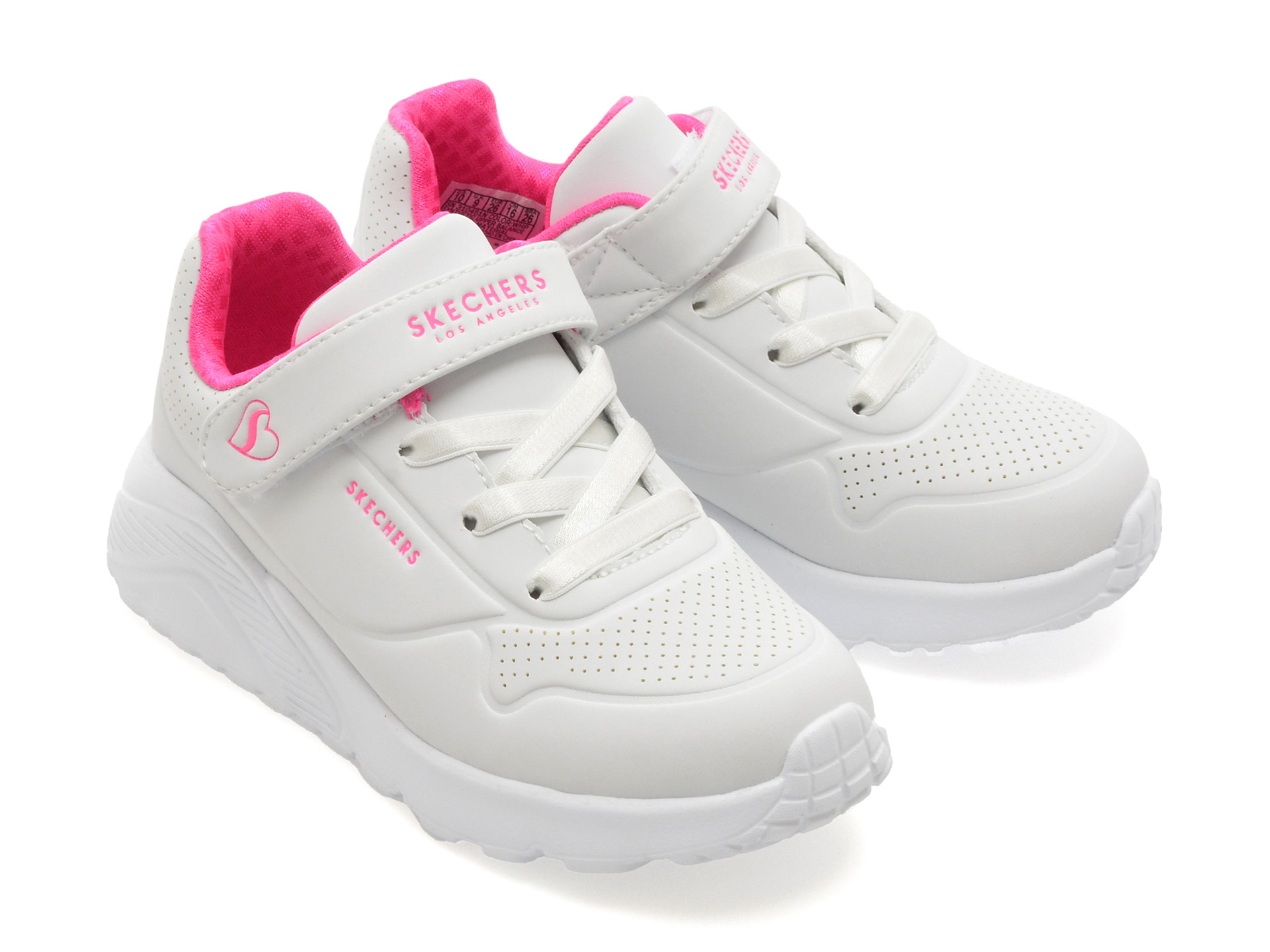 Pantofi sport SKECHERS albi, UNO LITE, din piele ecologica
