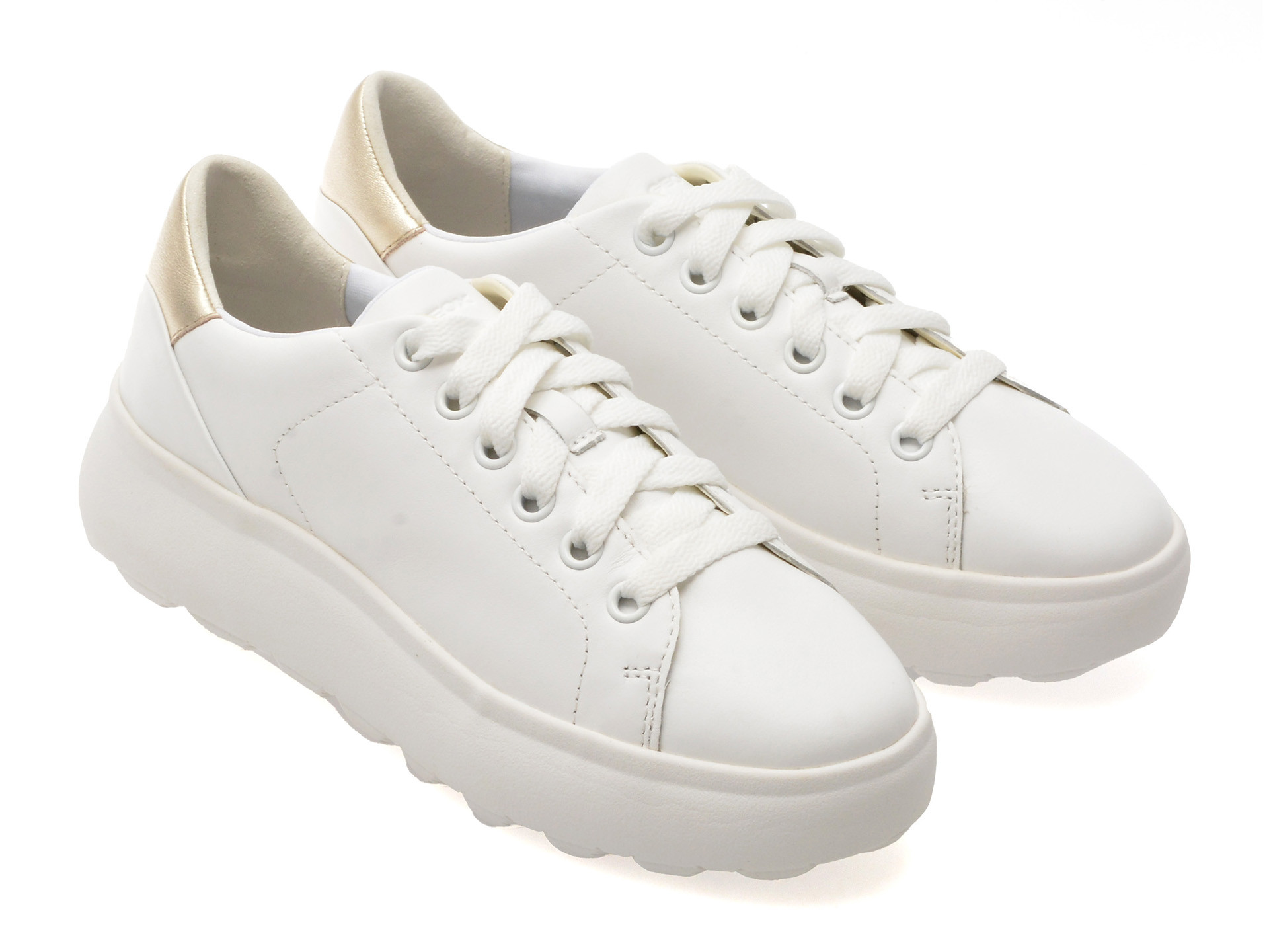 Pantofi sport GEOX albi, D35TCB, din piele naturala