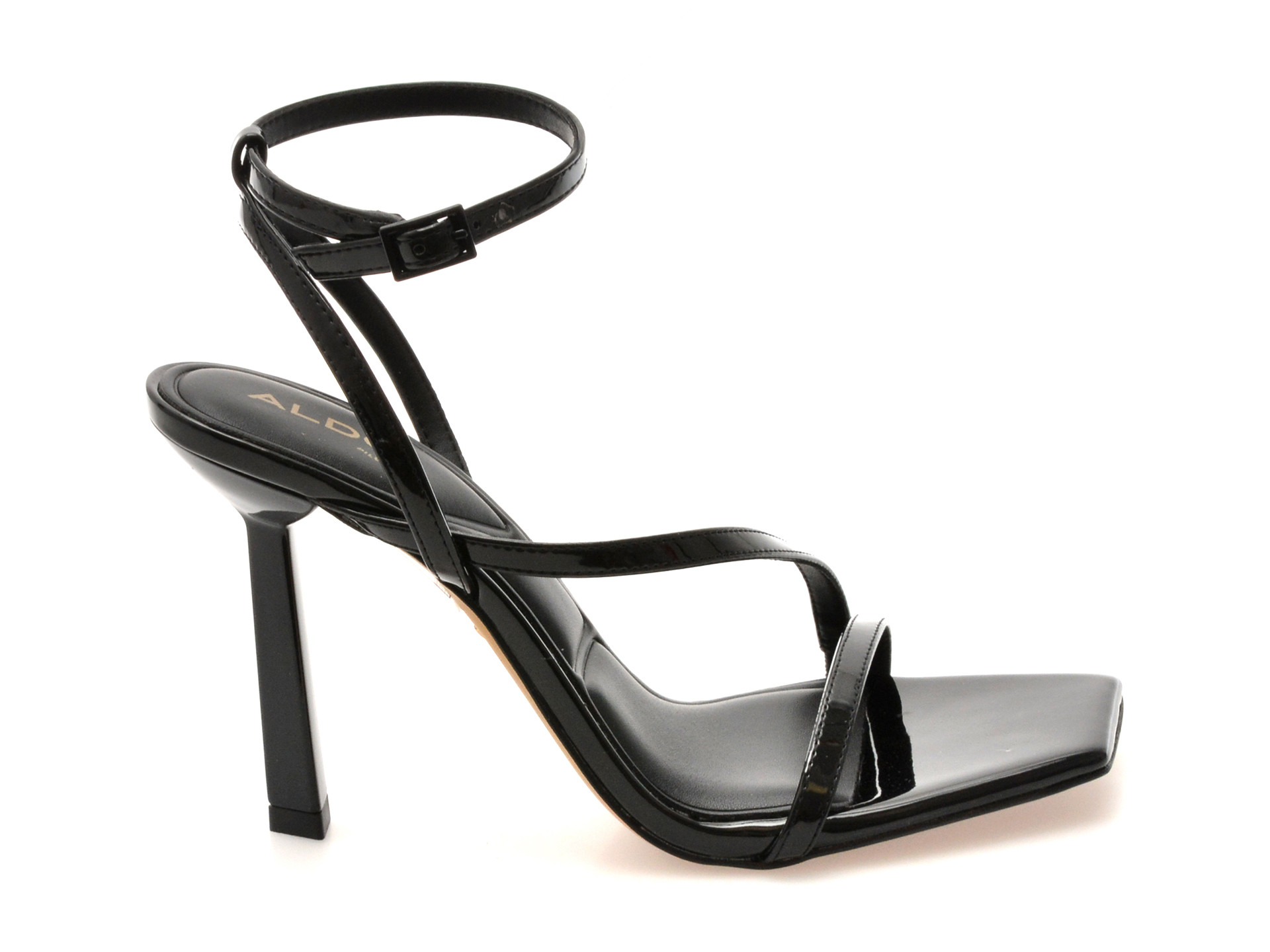 Sandale eleganti ALDO negre, SCINTILLA 001, din piele ecologica lacuita