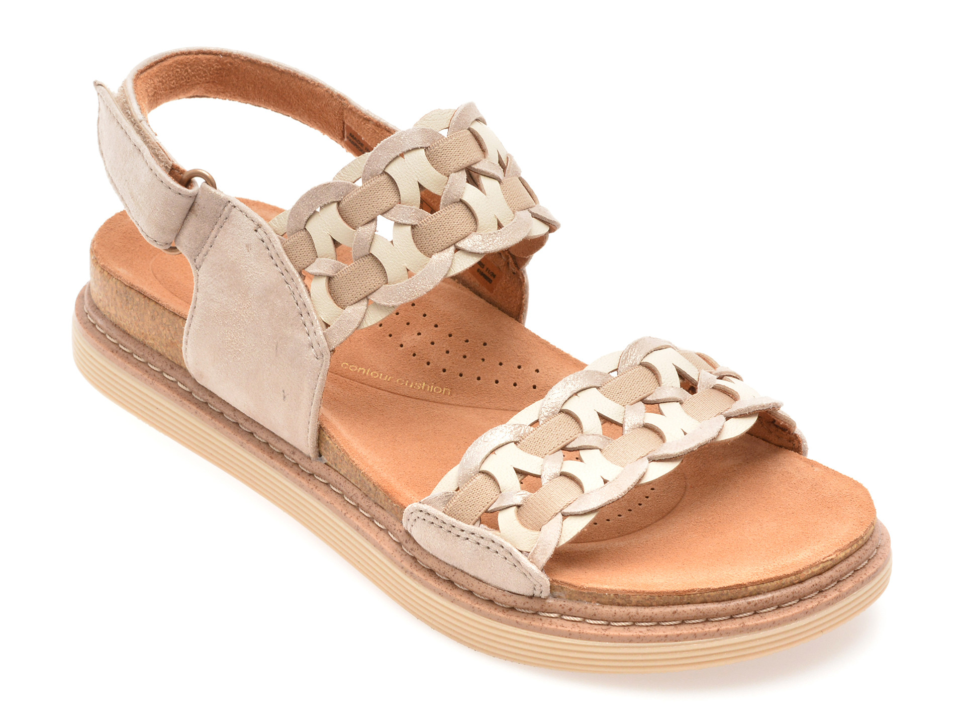 Sandale CLARKS argintii, ARWELL GLIDE, din piele naturala