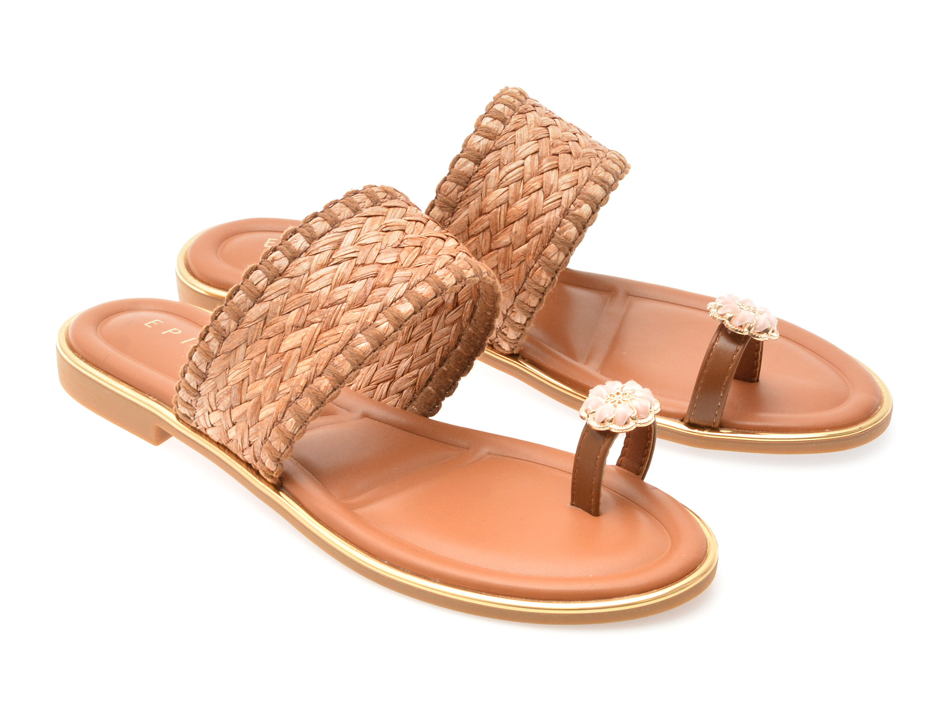 Papuci EPICA maro, 82959, din material textil