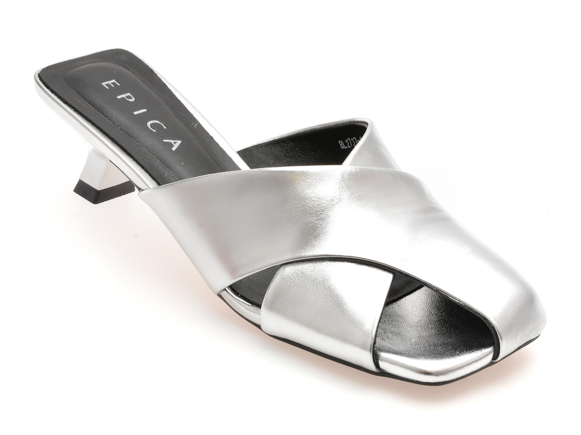 Papuci EPICA argintii, 2737, din piele naturala
