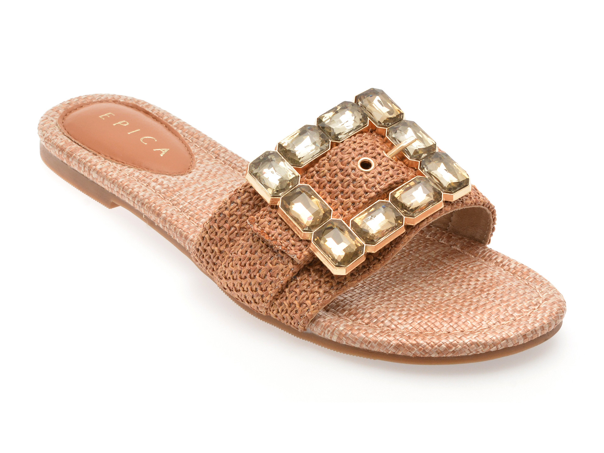 Papuci EPICA maro, 70420, din piele ecologica