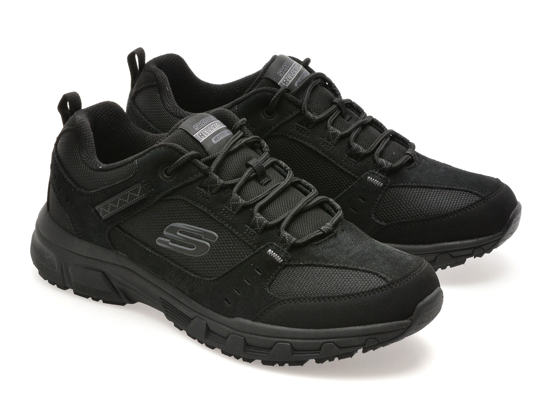 Pantofi sport SKECHERS negri, OAK CANYON, din material textil si piele naturala
