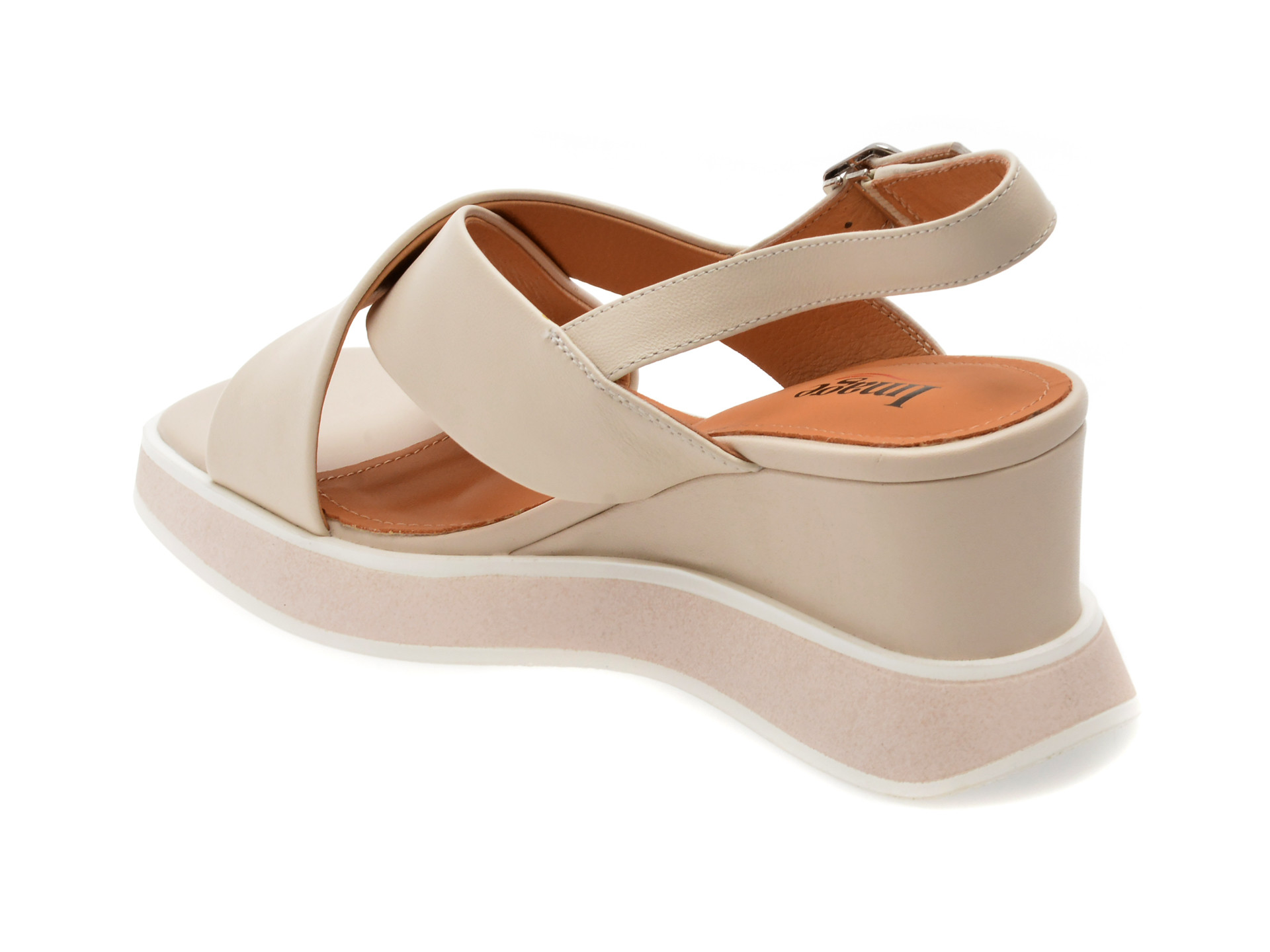 Sandale IMAGE albe, H65, din piele naturala