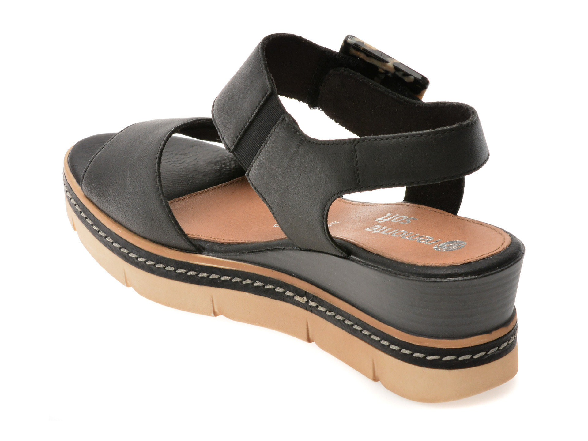 Sandale REMONTE negre, D2L53, din piele naturala