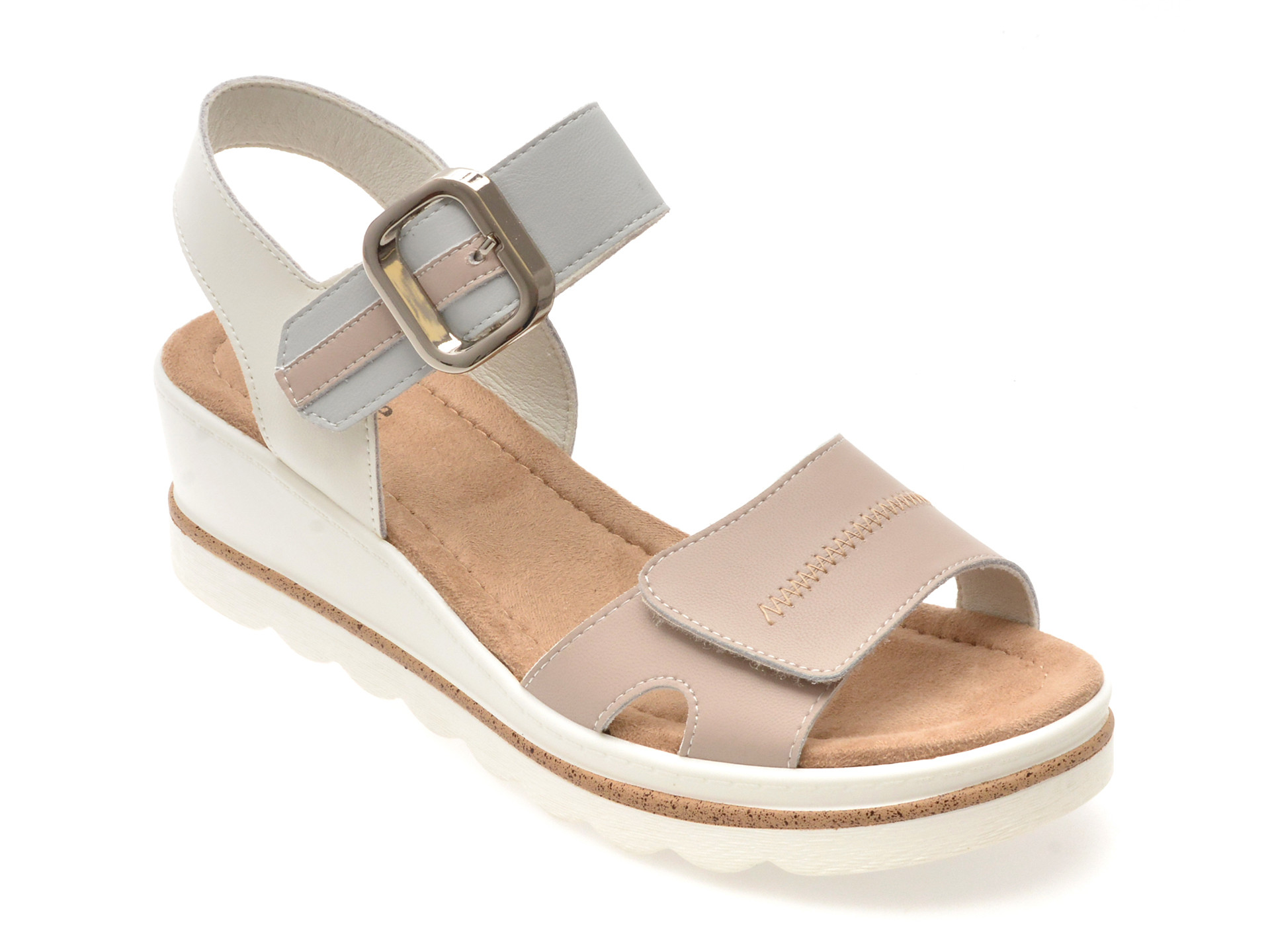 Sandale IMAGE albe, 1152H16, din piele naturala