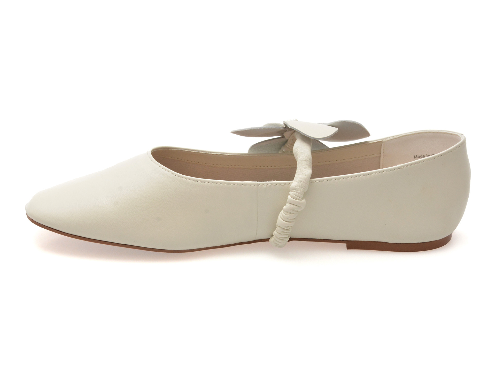 Balerini ALDO albi, FLORALINA 121, din piele naturala