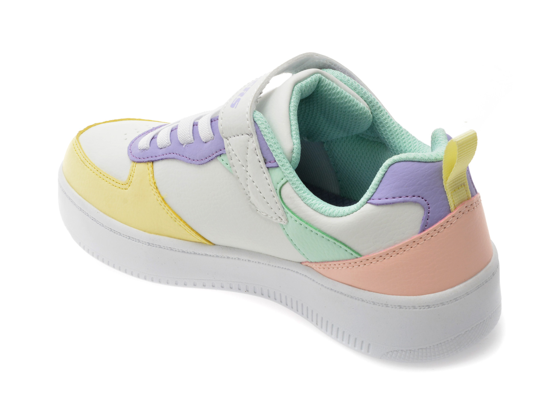 Pantofi sport SKECHERS albi, SPORT COURT 92, din piele ecologica