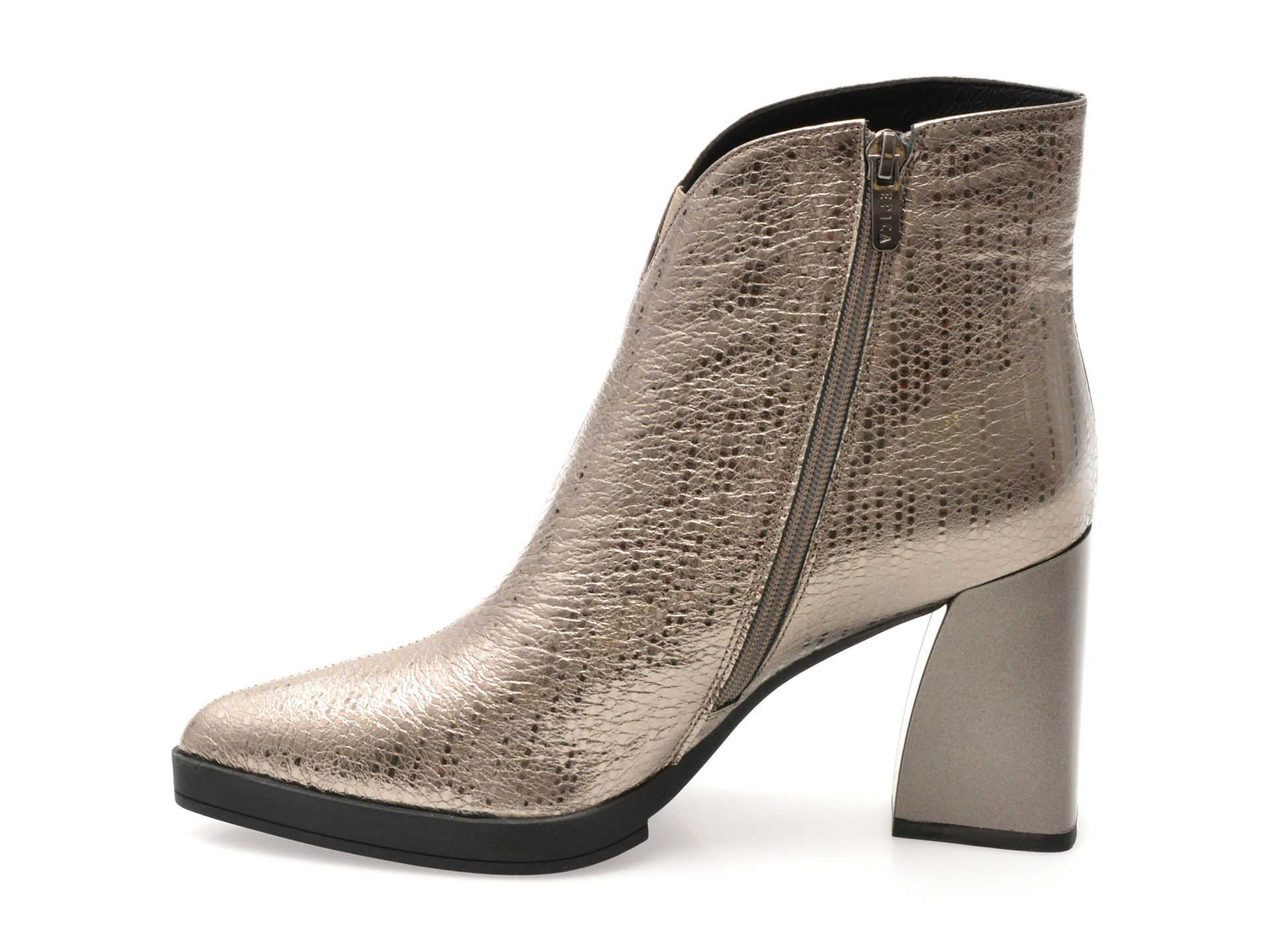 Botine elegante EPICA argintii, 2748, din piele naturala