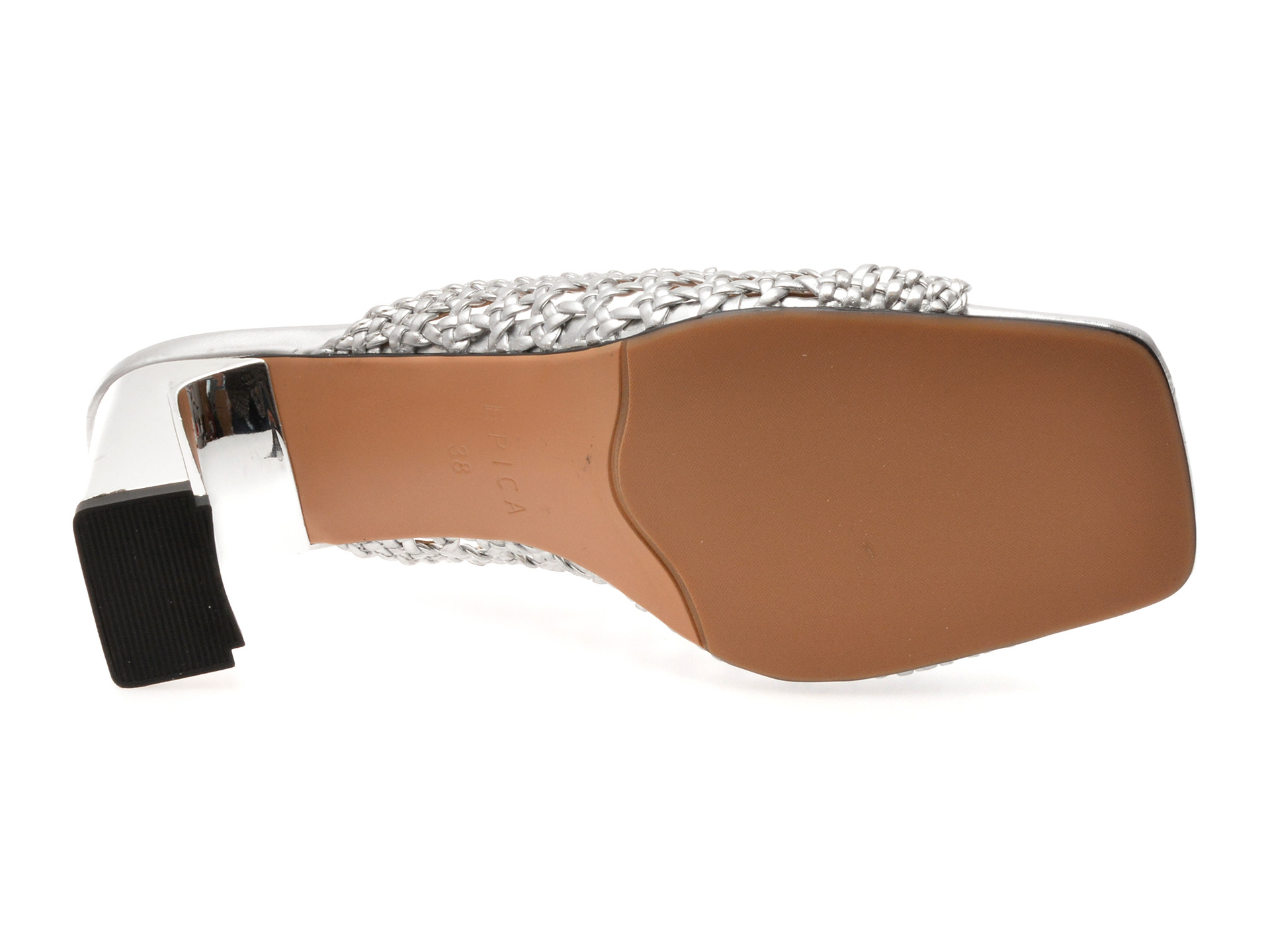 Papuci EPICA argintii, 7290, din piele ecologica