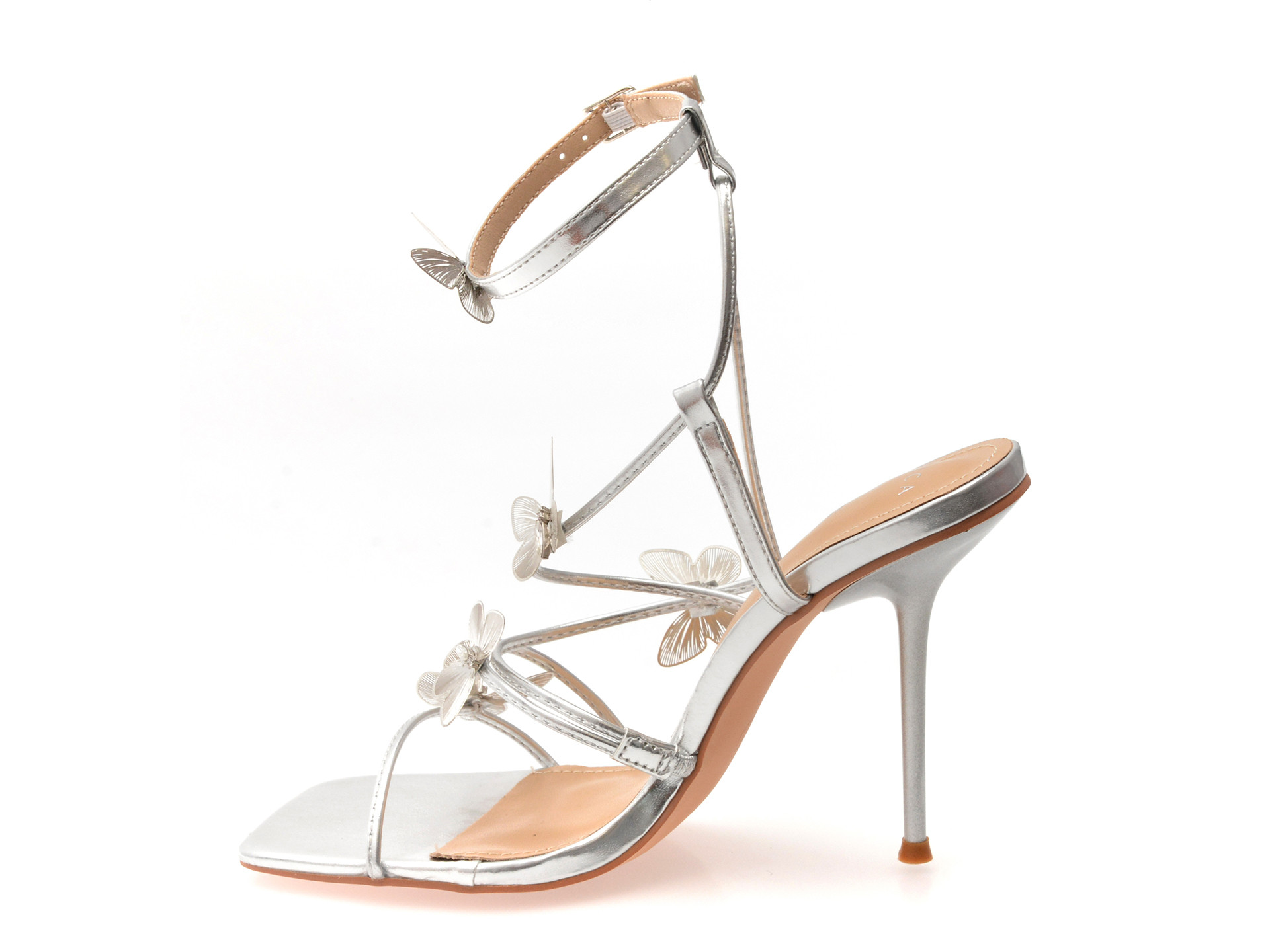 Sandale elegante EPICA argintii, 82964, din piele ecologica