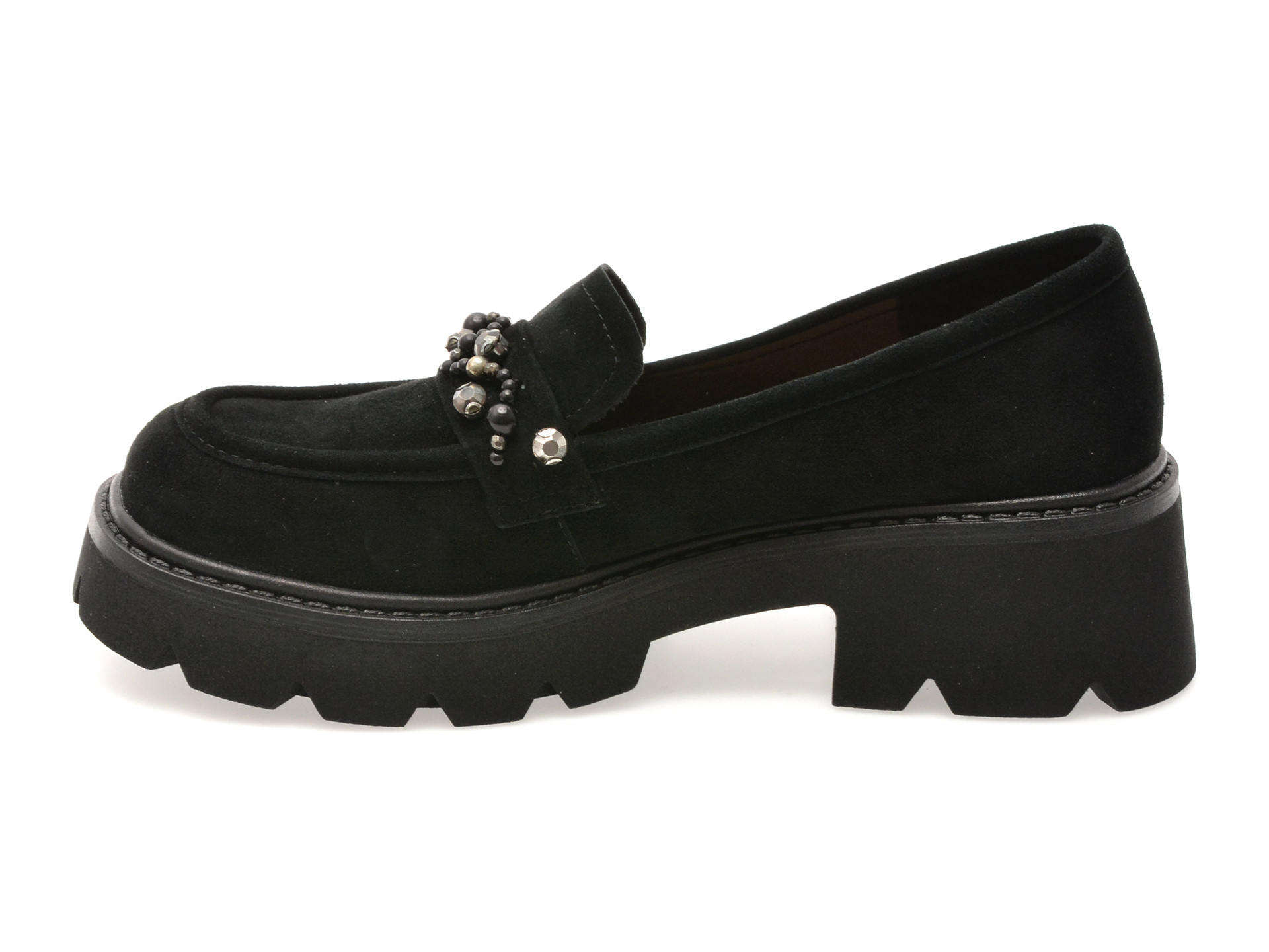 Mocasini EPICA negri, P481, din piele intoarsa