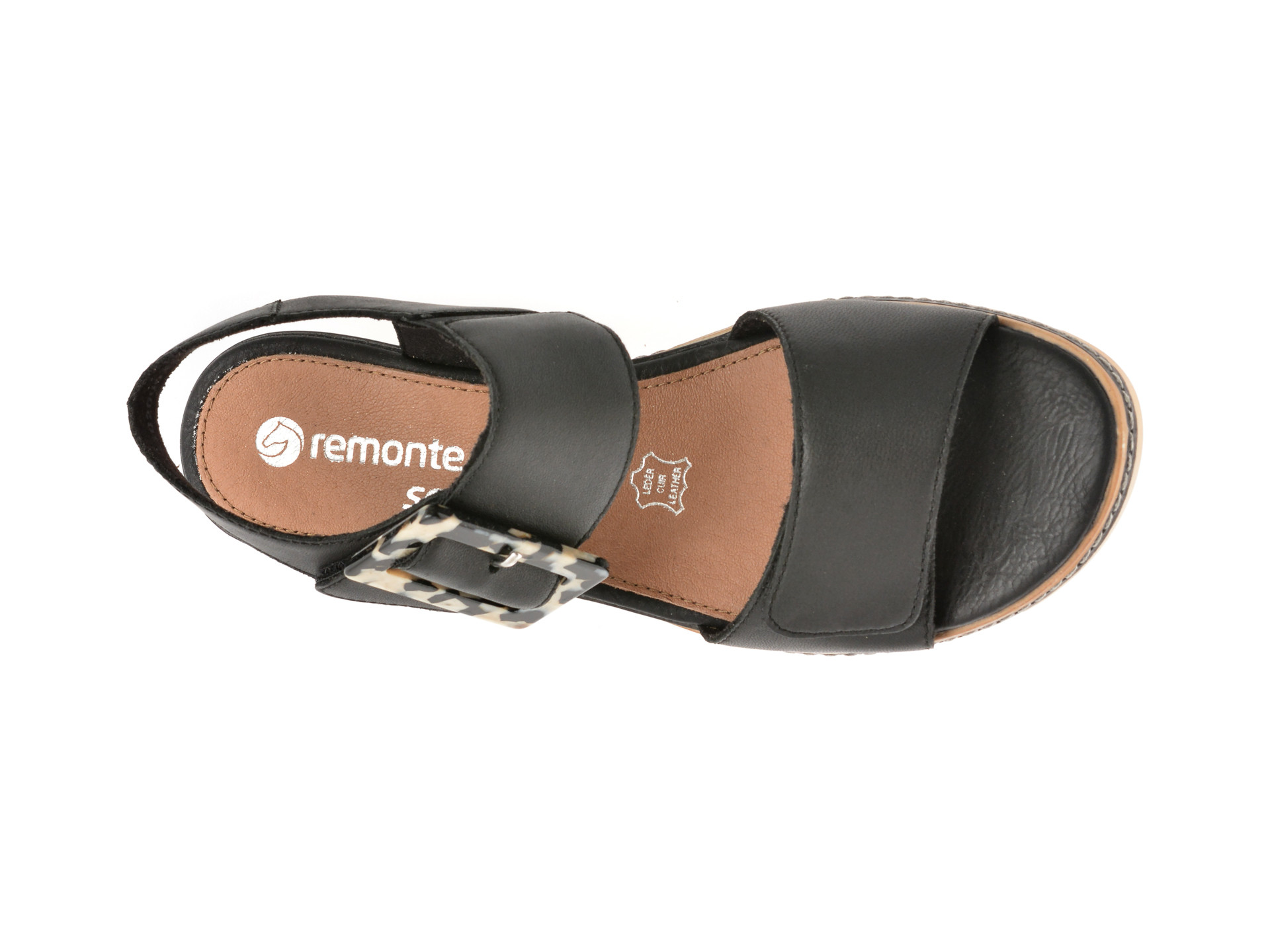 Sandale REMONTE negre, D2L53, din piele naturala