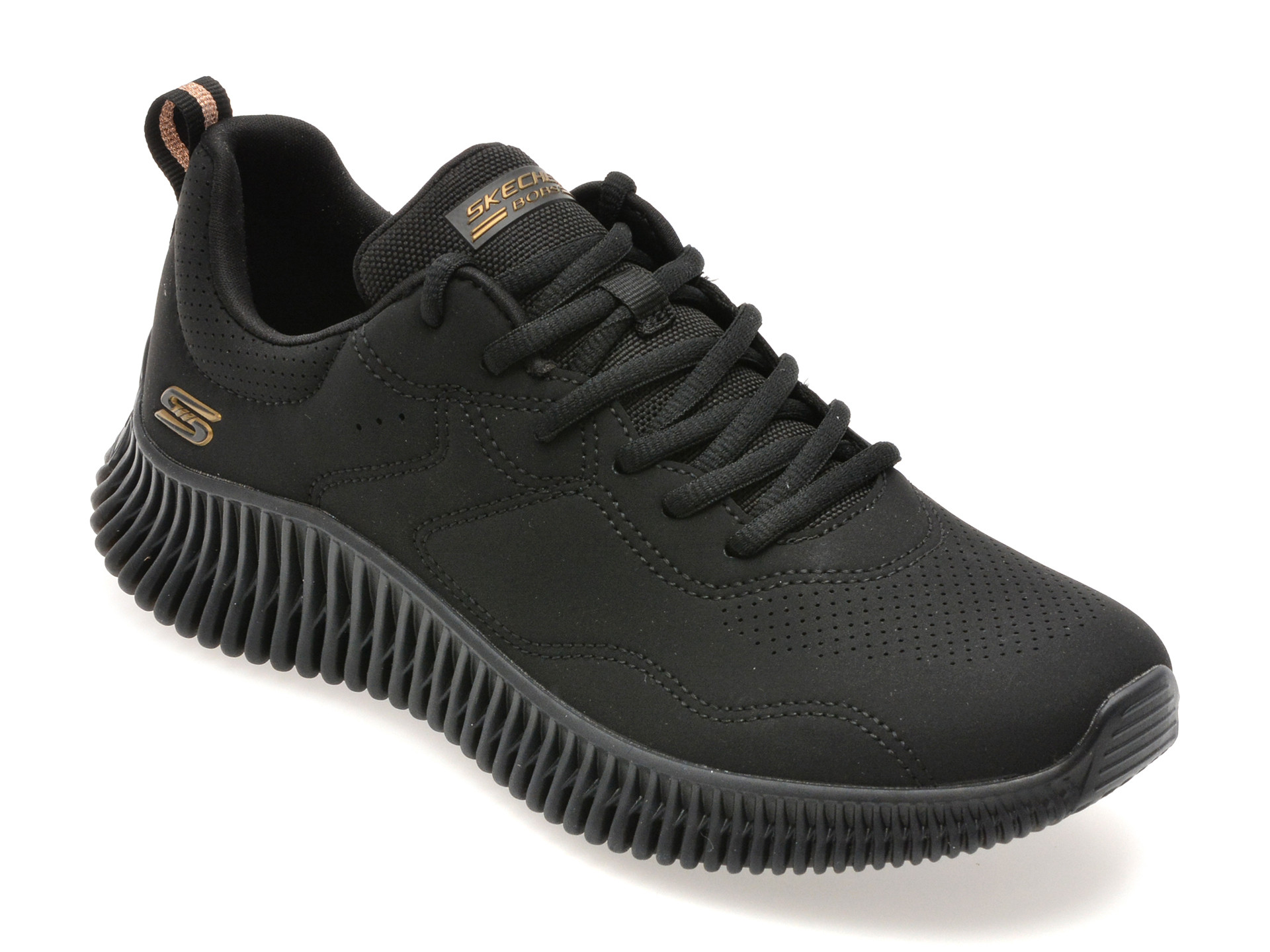 Pantofi sport SKECHERS negri, BOBS GEO, din piele ecologica