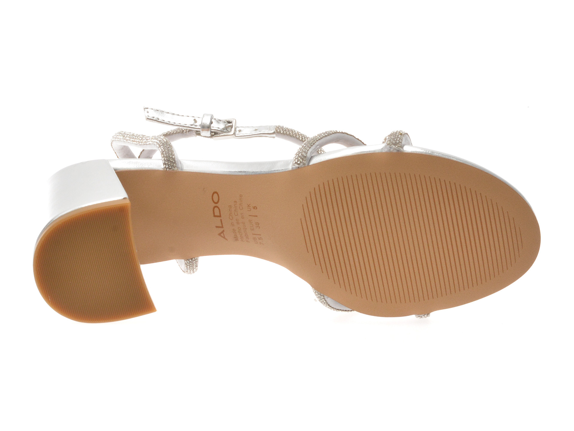 Sandale elegante ALDO argintii, BOUCLETTE 040, din material textil