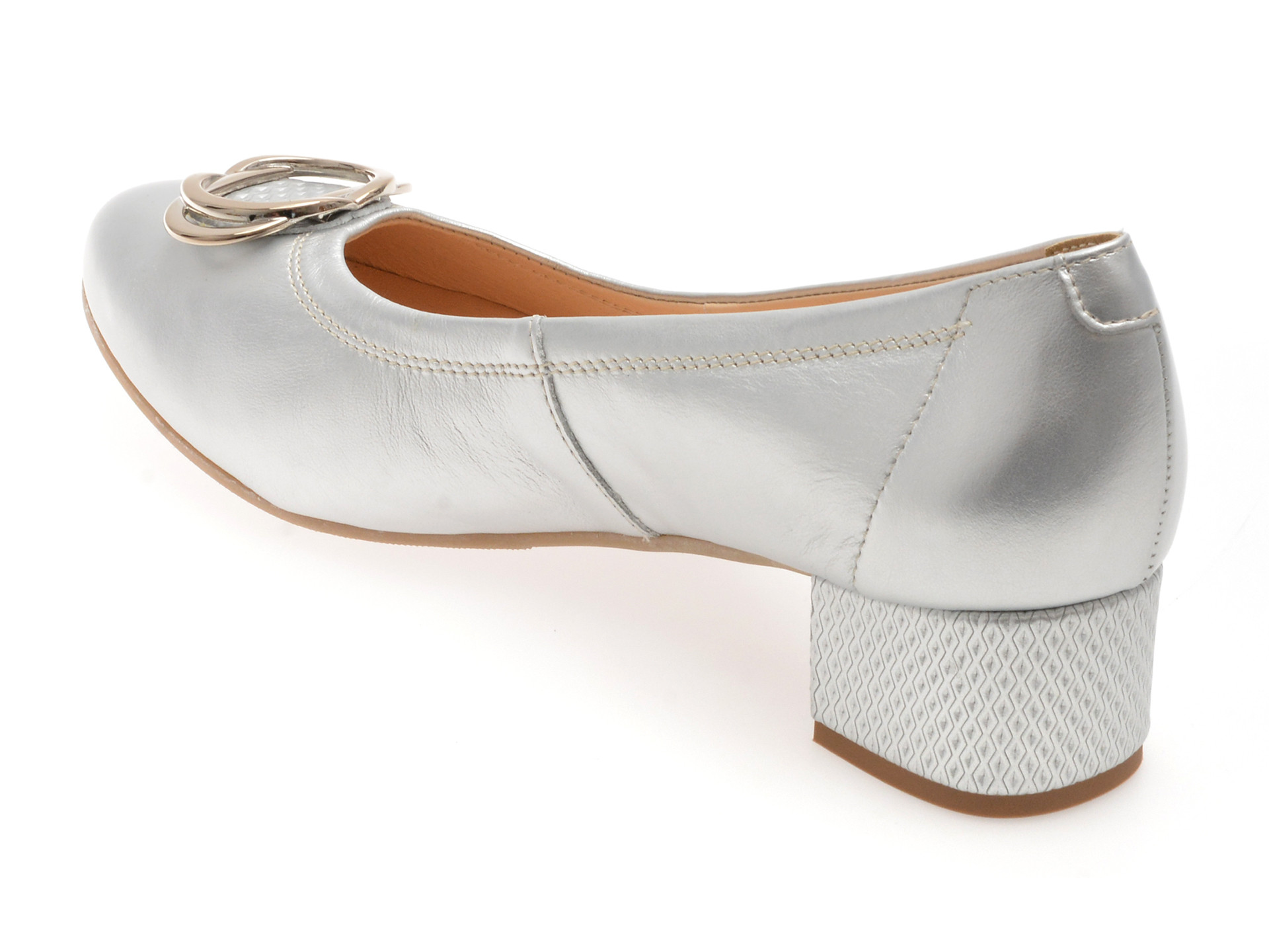 Balerini IMAGE argintii, 6415, din piele naturala