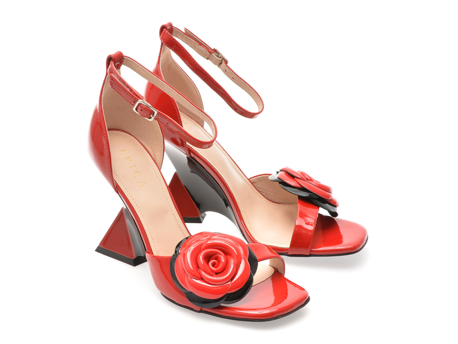 Sandale elegante EPICA rosii, 3L684M, din piele naturala