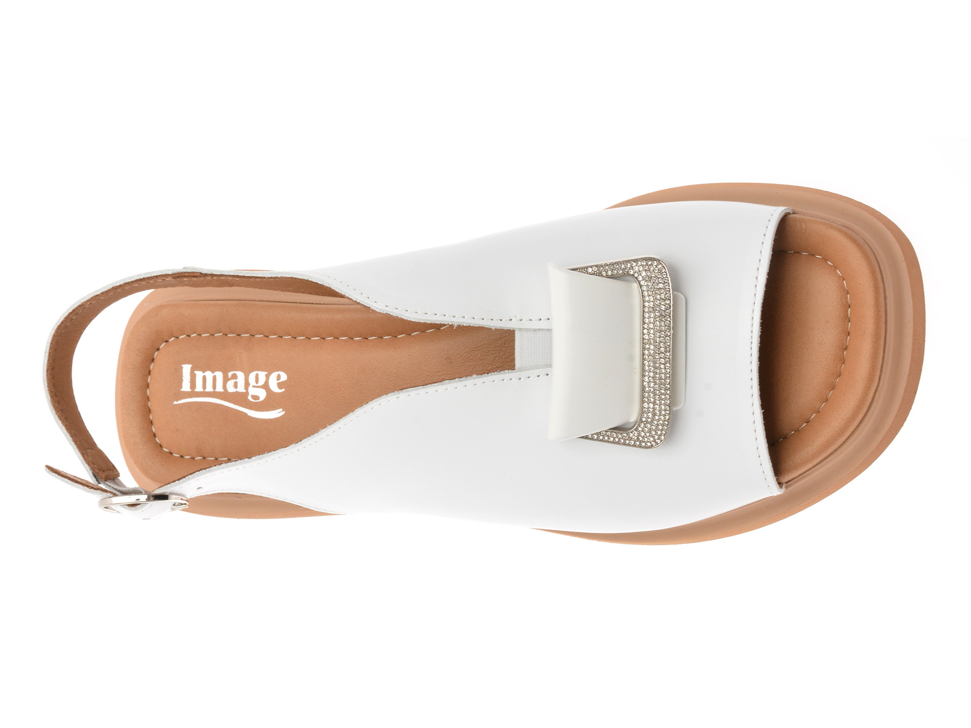 Sandale IMAGE albe, 22077, din piele naturala