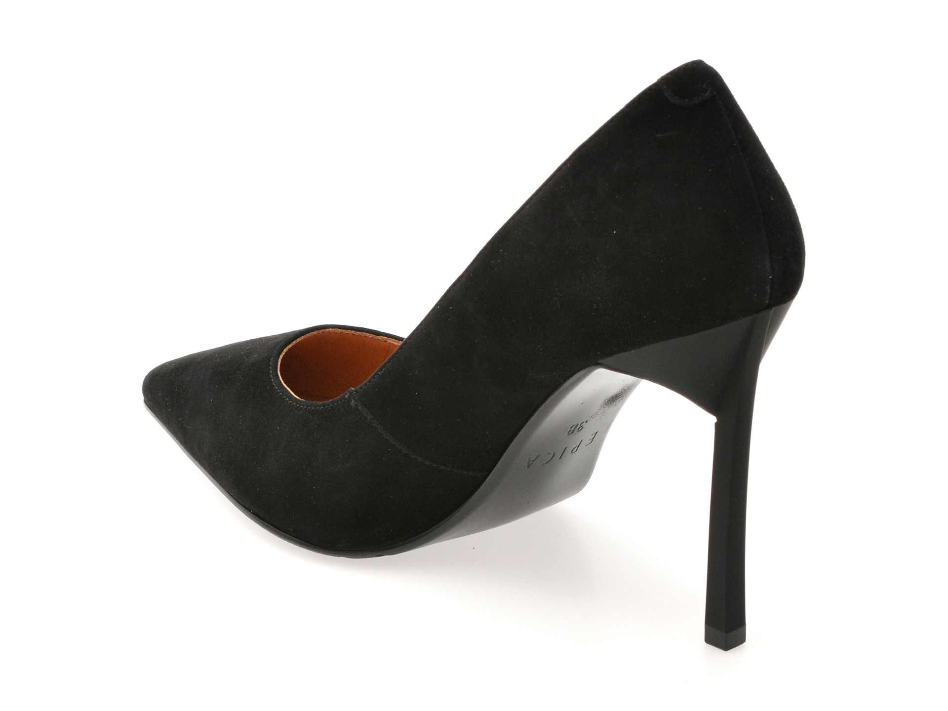 Pantofi eleganti EPICA negri, E19070, din piele intoarsa