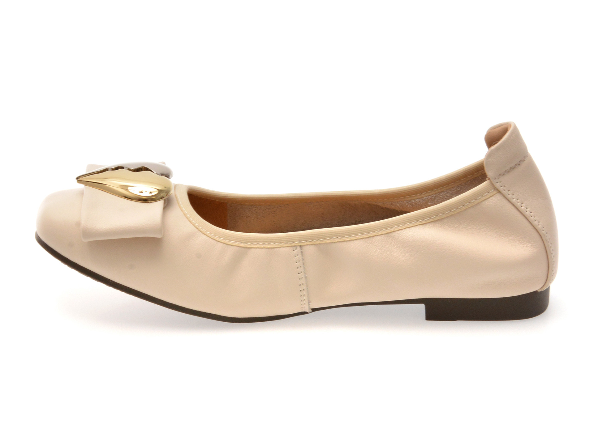 Balerini EPICA albi, 22838, din piele naturala