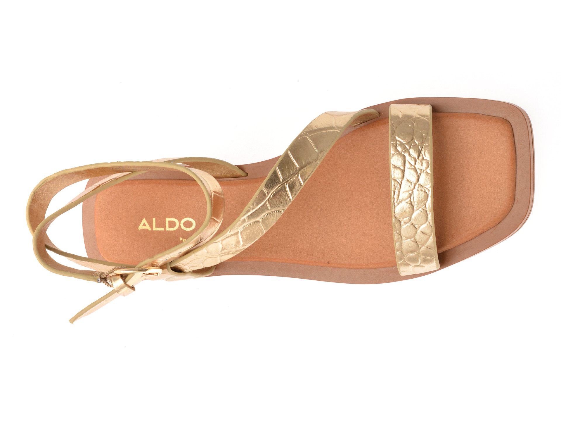 Sandale ALDO aurii, GRUGAR 711, din piele croco