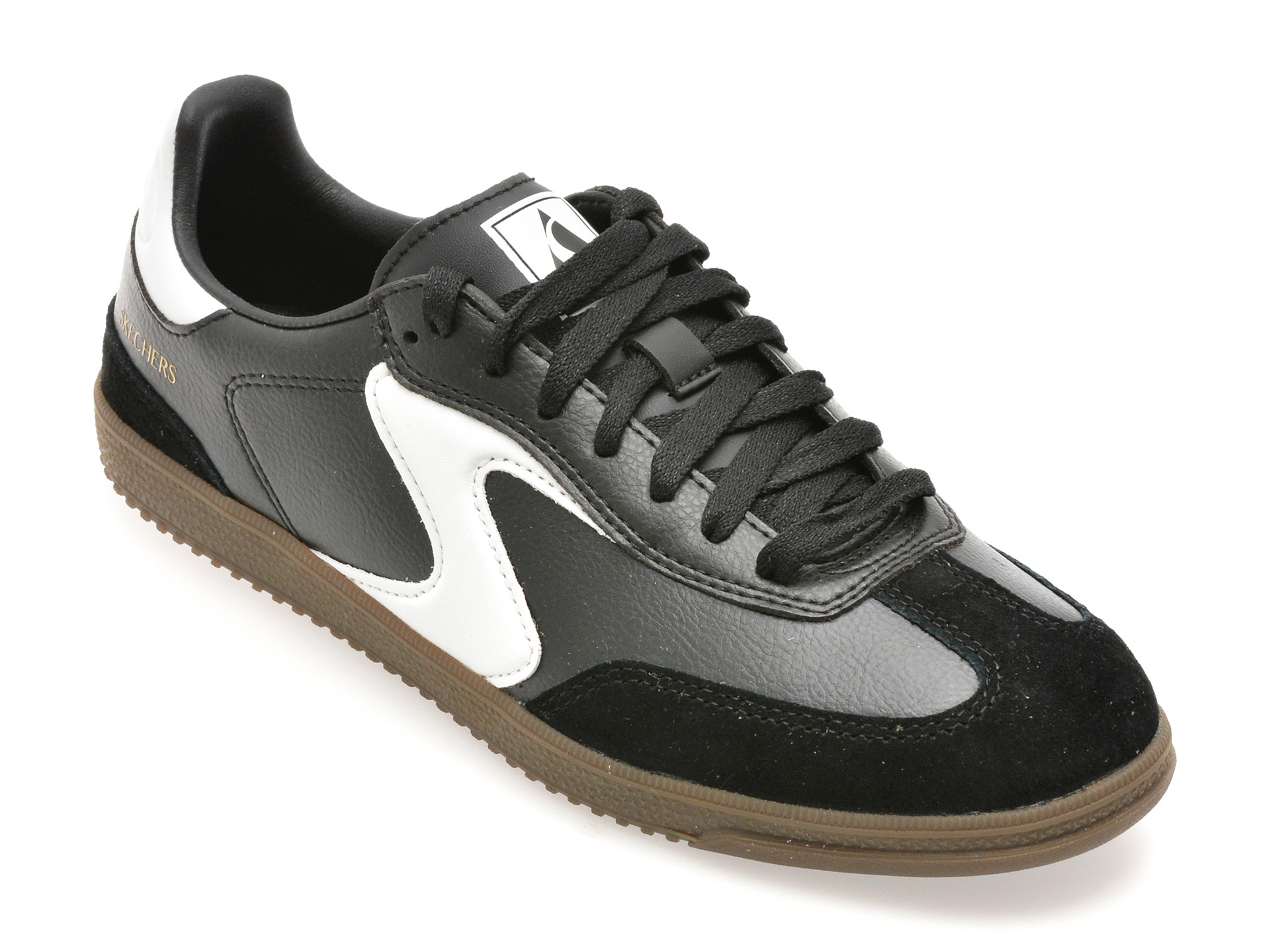 Pantofi sport SKECHERS alb-negru, HOTSHOT, din piele naturala