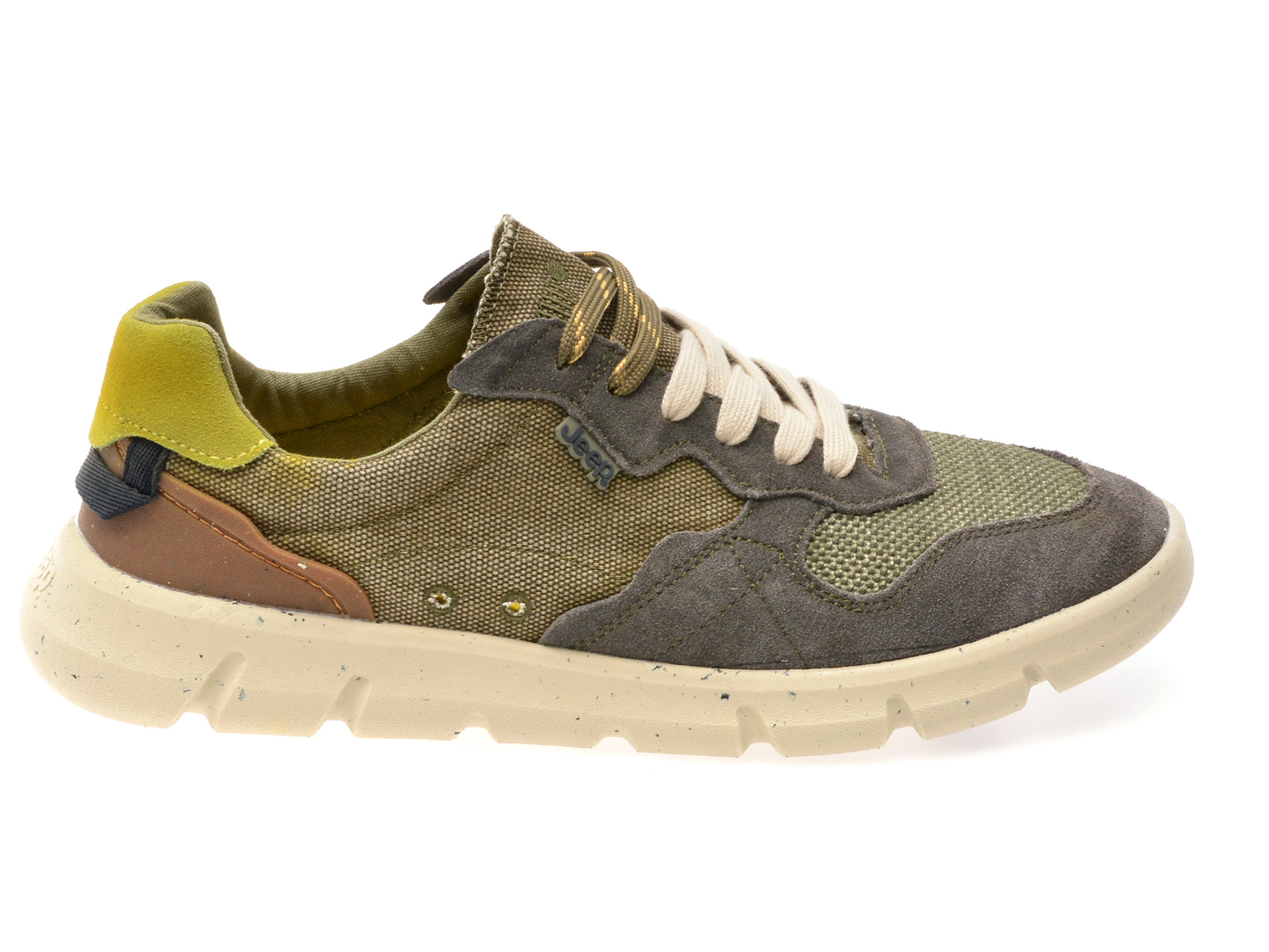 Pantofi sport JEEP kaki, M51004A, din material textil