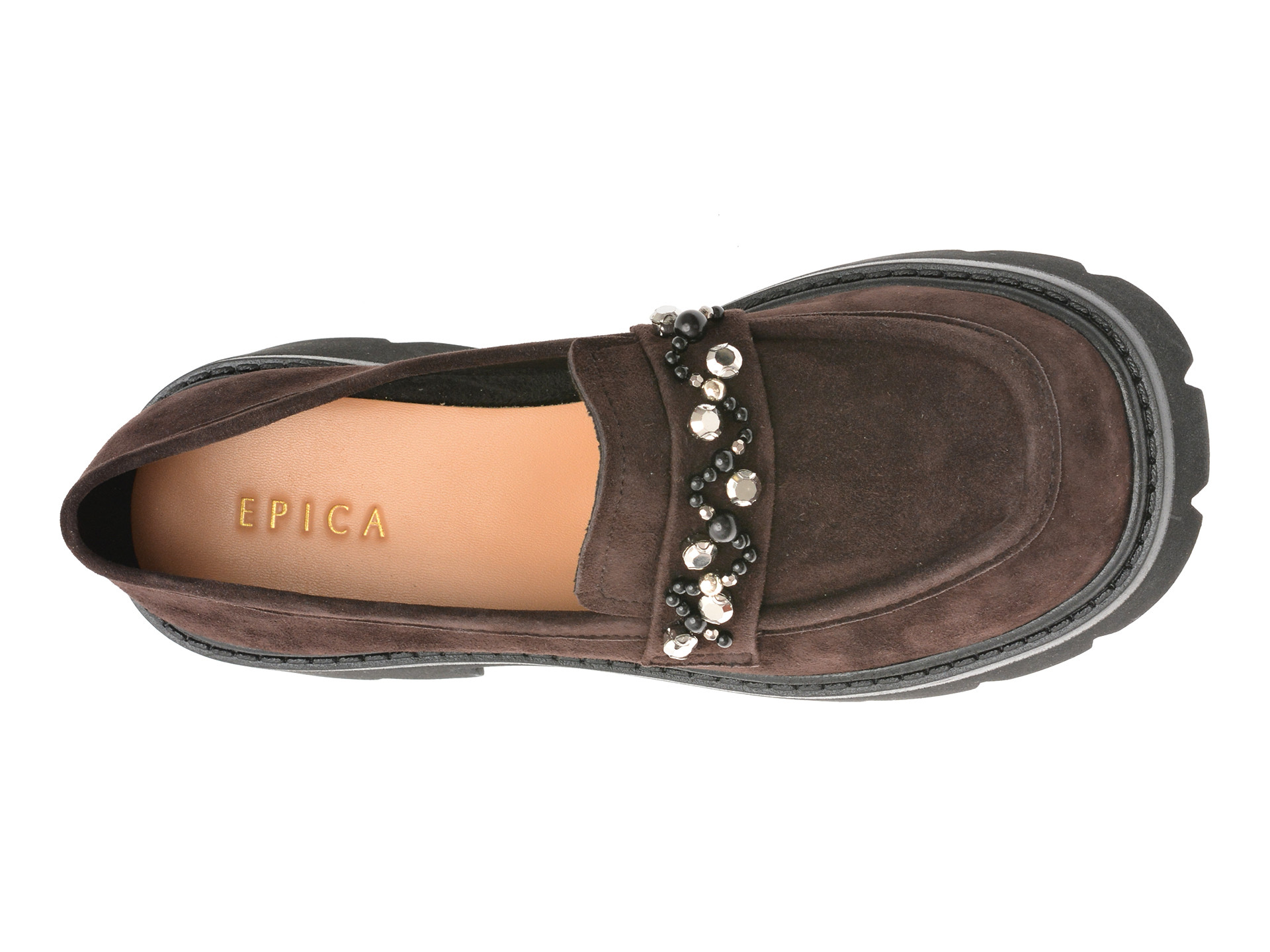 Mocasini EPICA maro, P481, din piele intoarsa