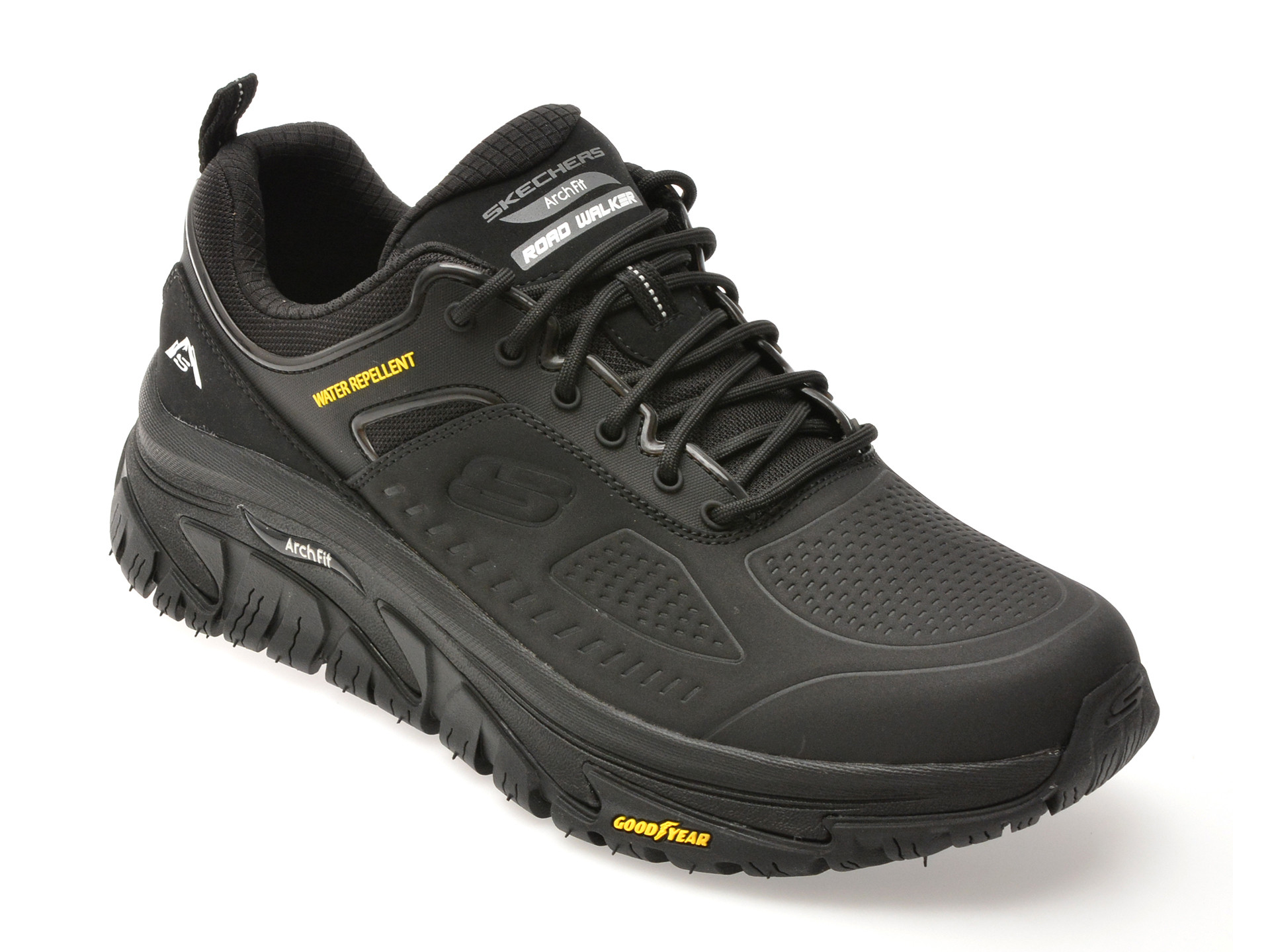 Pantofi sport SKECHERS negri, ARCH FIT ROAD WALKER, din piele naturala
