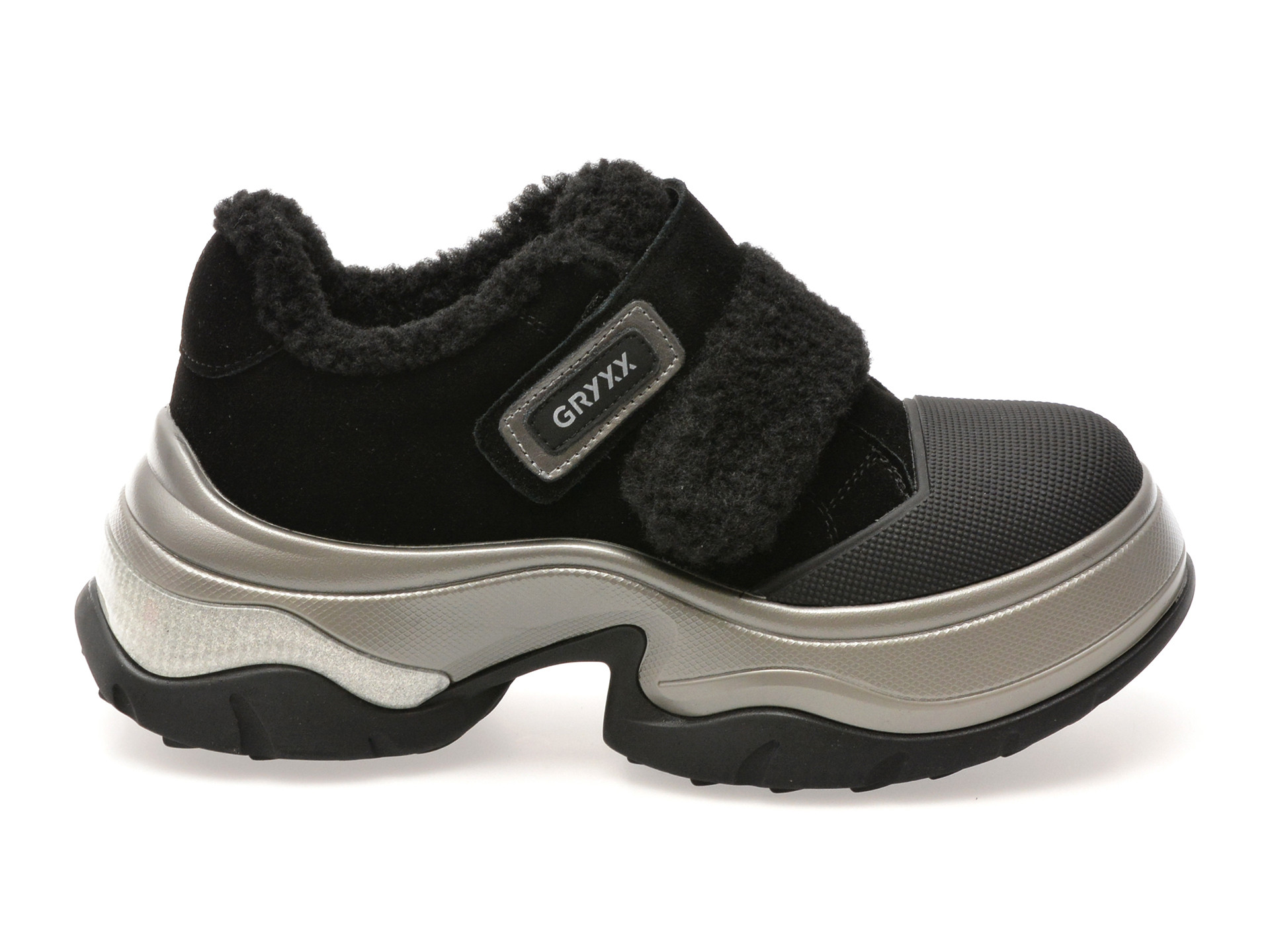 Pantofi GRYXX negri, 1681, din piele intoarsa