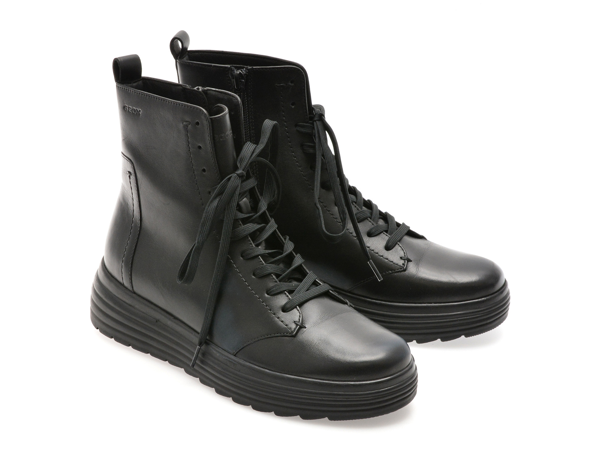 Ghete GEOX negre, D94FDA, din piele naturala
