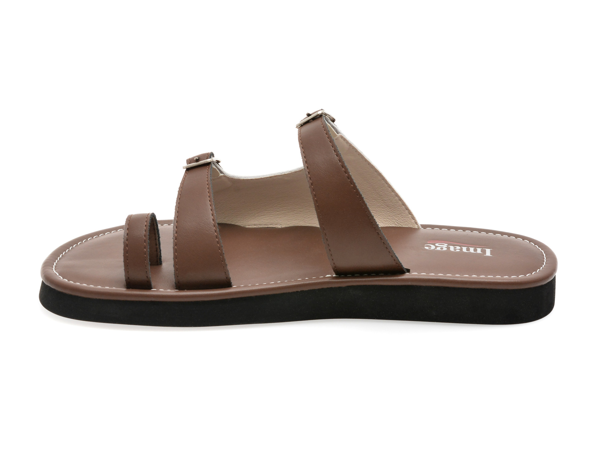 Papuci IMAGE maro, 201511, din piele naturala