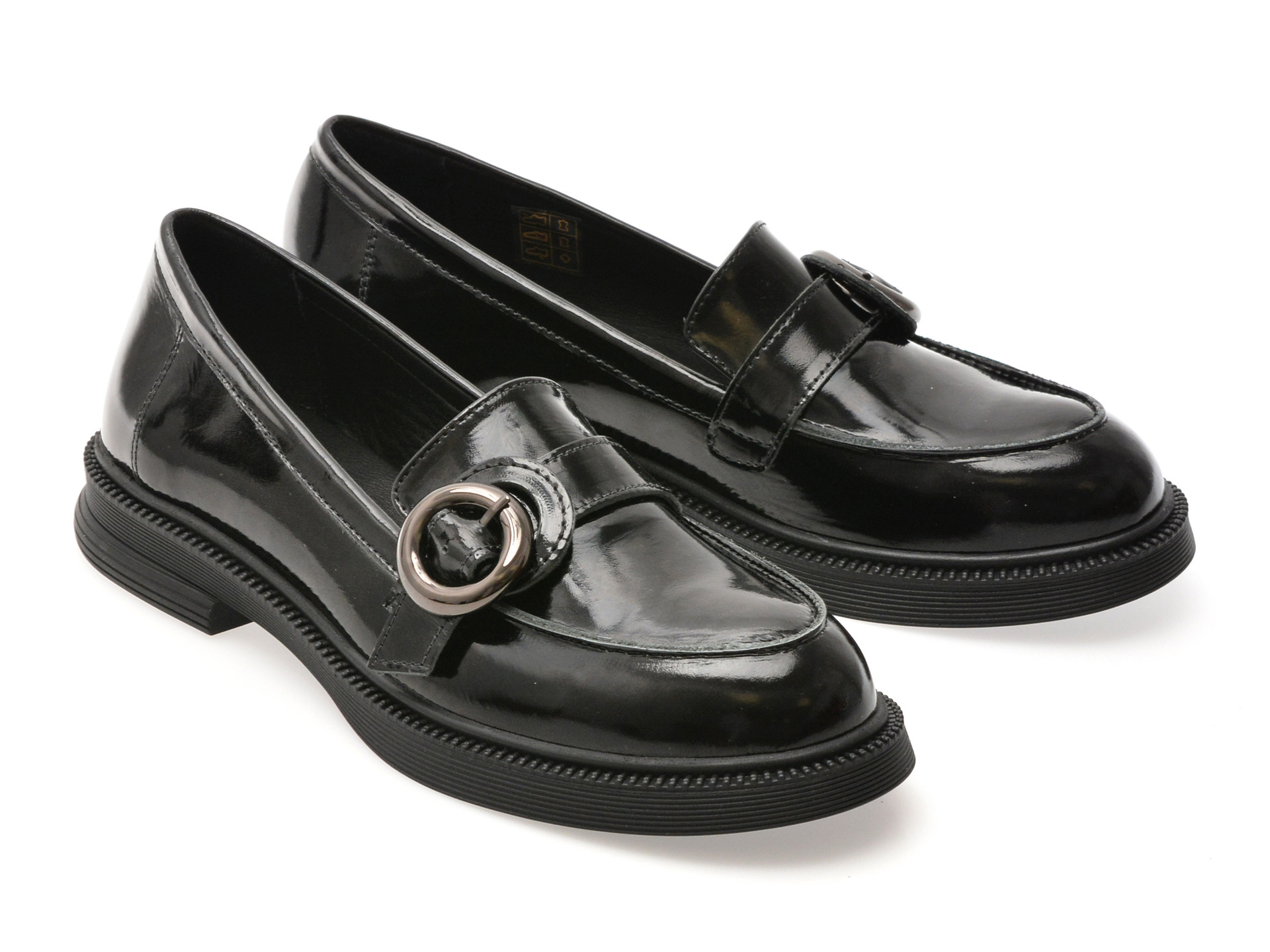 Mocasini EPICA negri, 3811402, din piele naturala lacuita