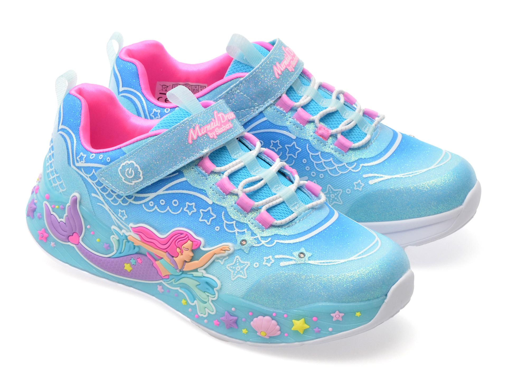 Pantofi sport SKECHERS albastri, MERMAID DREAMS, din material textil