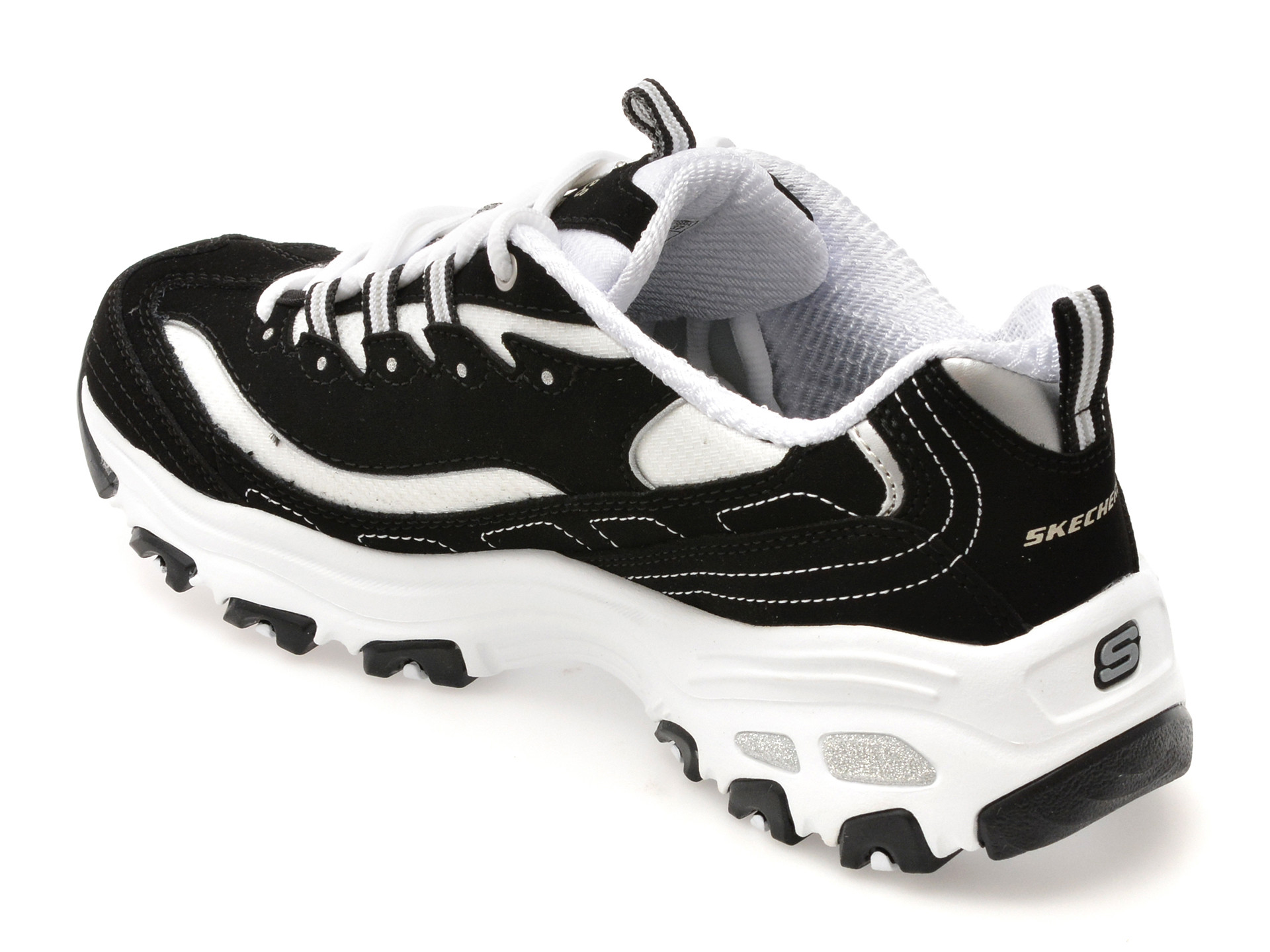 Pantofi sport SKECHERS alb-negru, D LITES , din material textil