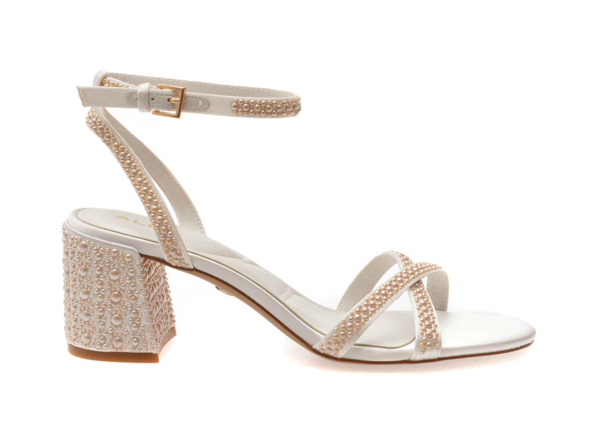Sandale elegante ALDO albe, BOUCLETTIE 110, din material textil