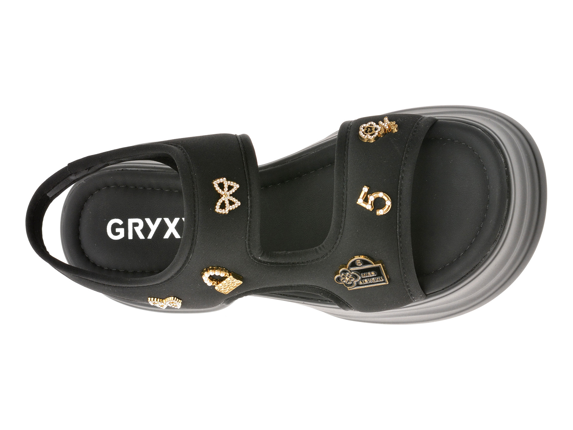 Sandale GRYXX negre, 5508, din material textil
